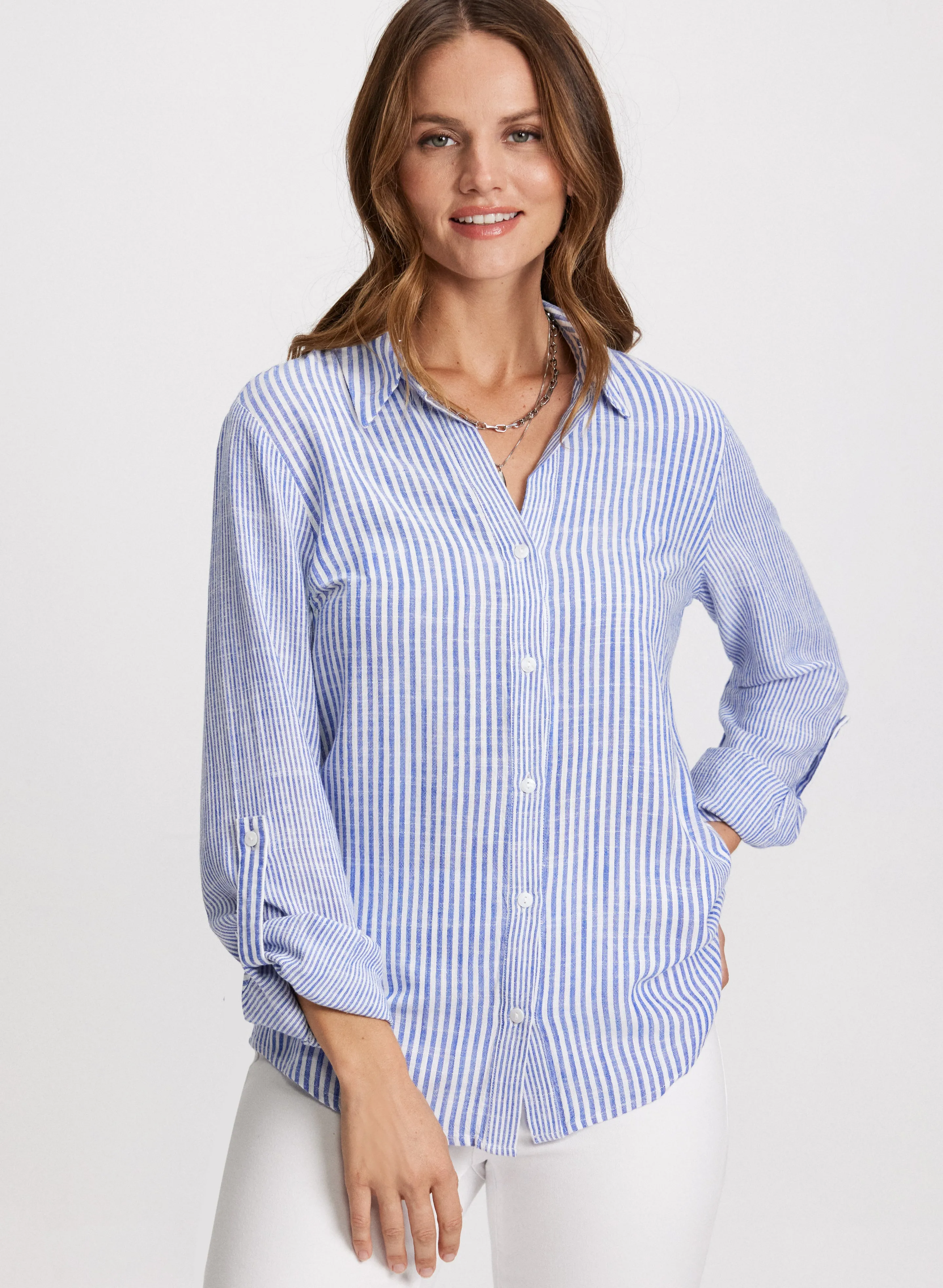 Striped Linen-Blend Blouse sold by Laura product image thumbnail 5