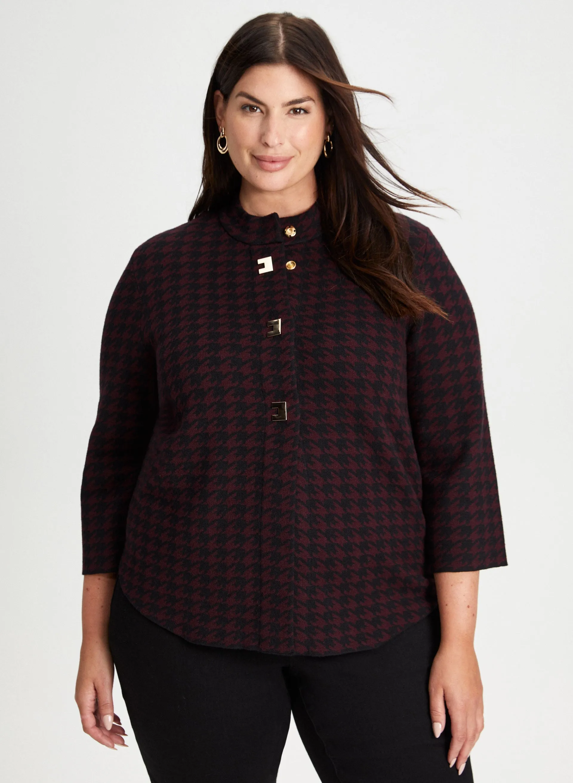 Houndstoooth Motif Cardigan sold by Laura