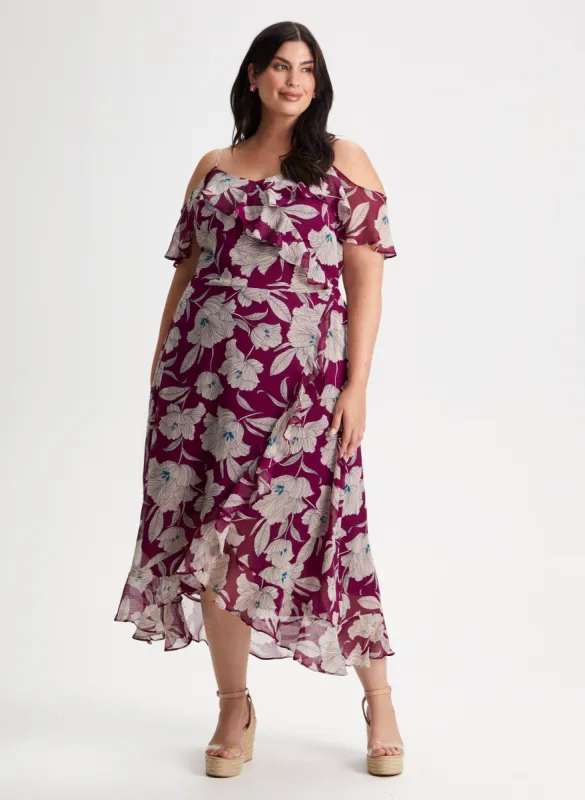 Floral Print Cold Shoulder Dress sold by Laura