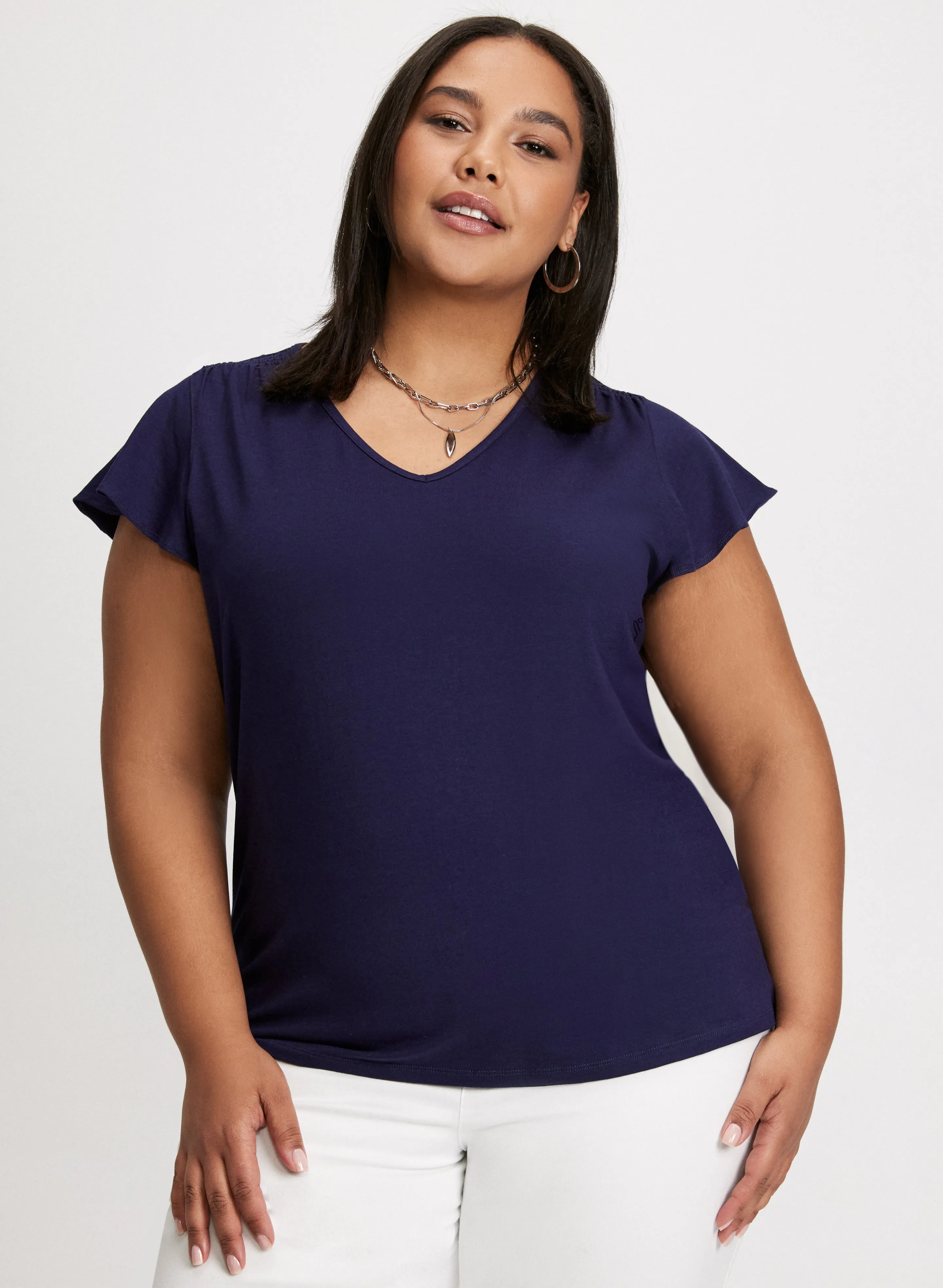 Ruched Detail Cap Sleeve T-Shirt sold by Laura product image thumbnail 5