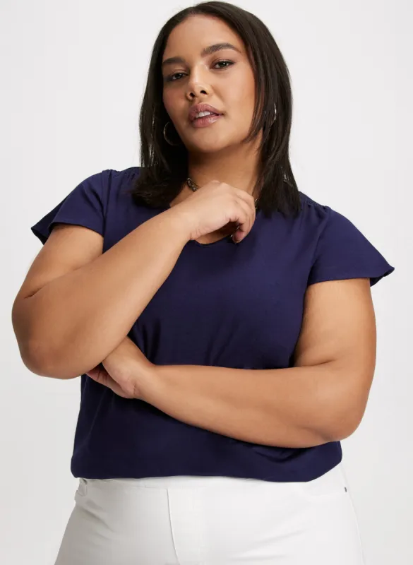 Ruched Detail Cap Sleeve T-Shirt sold by Laura