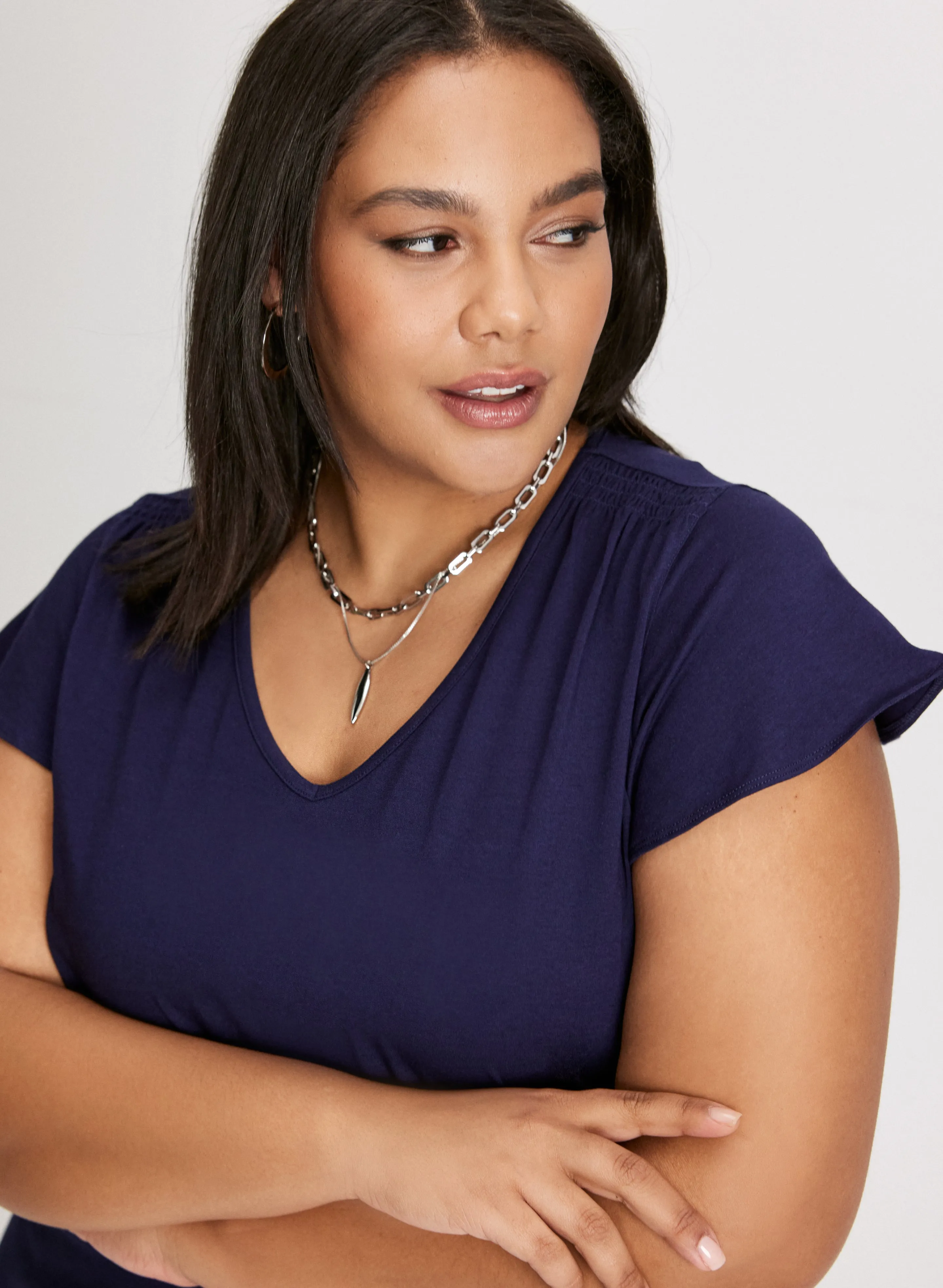 Ruched Detail Cap Sleeve T-Shirt sold by Laura product image thumbnail 2