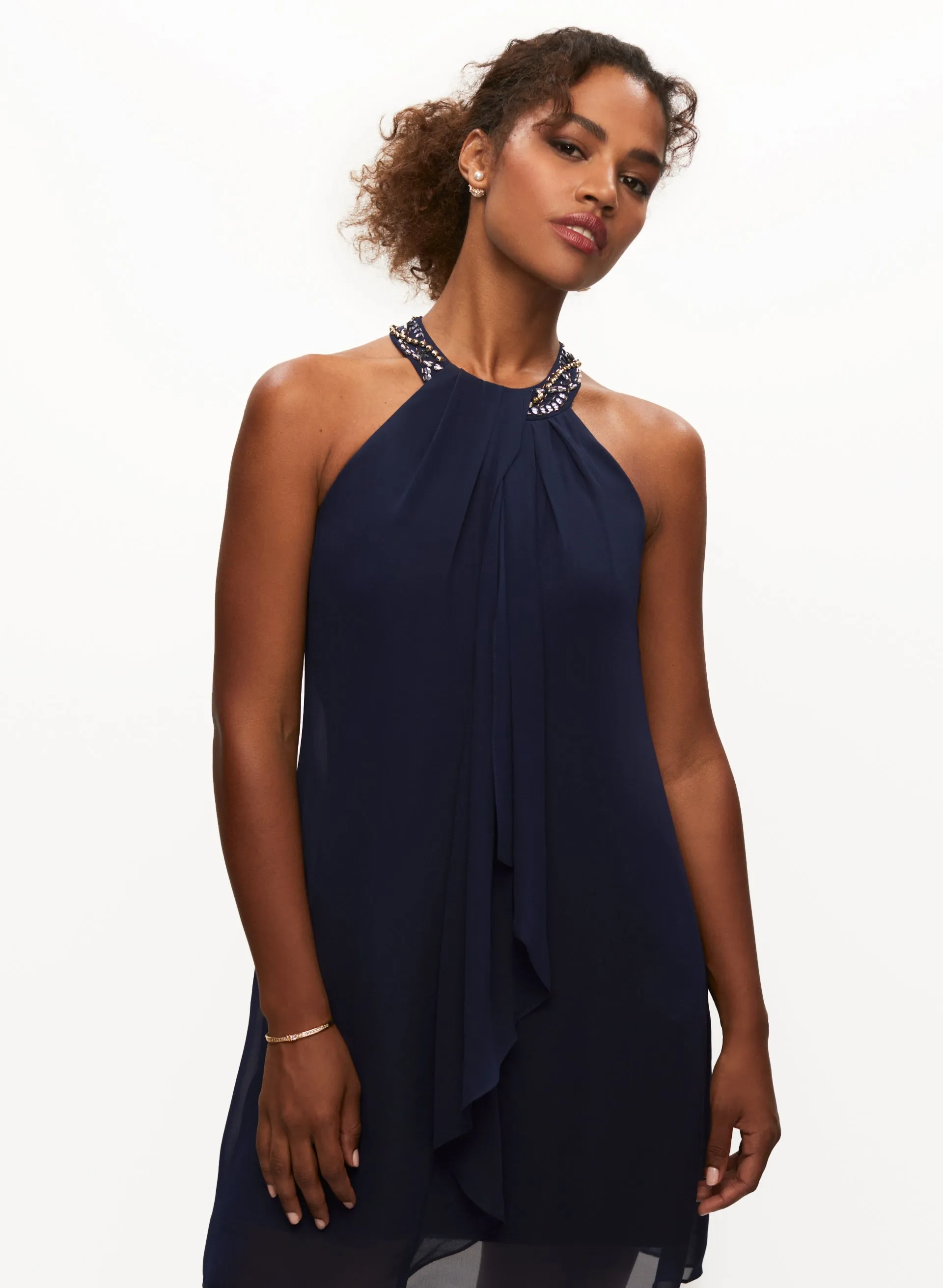 Cascading Ruffle Bead Neck Dress sold by Laura product image thumbnail 5