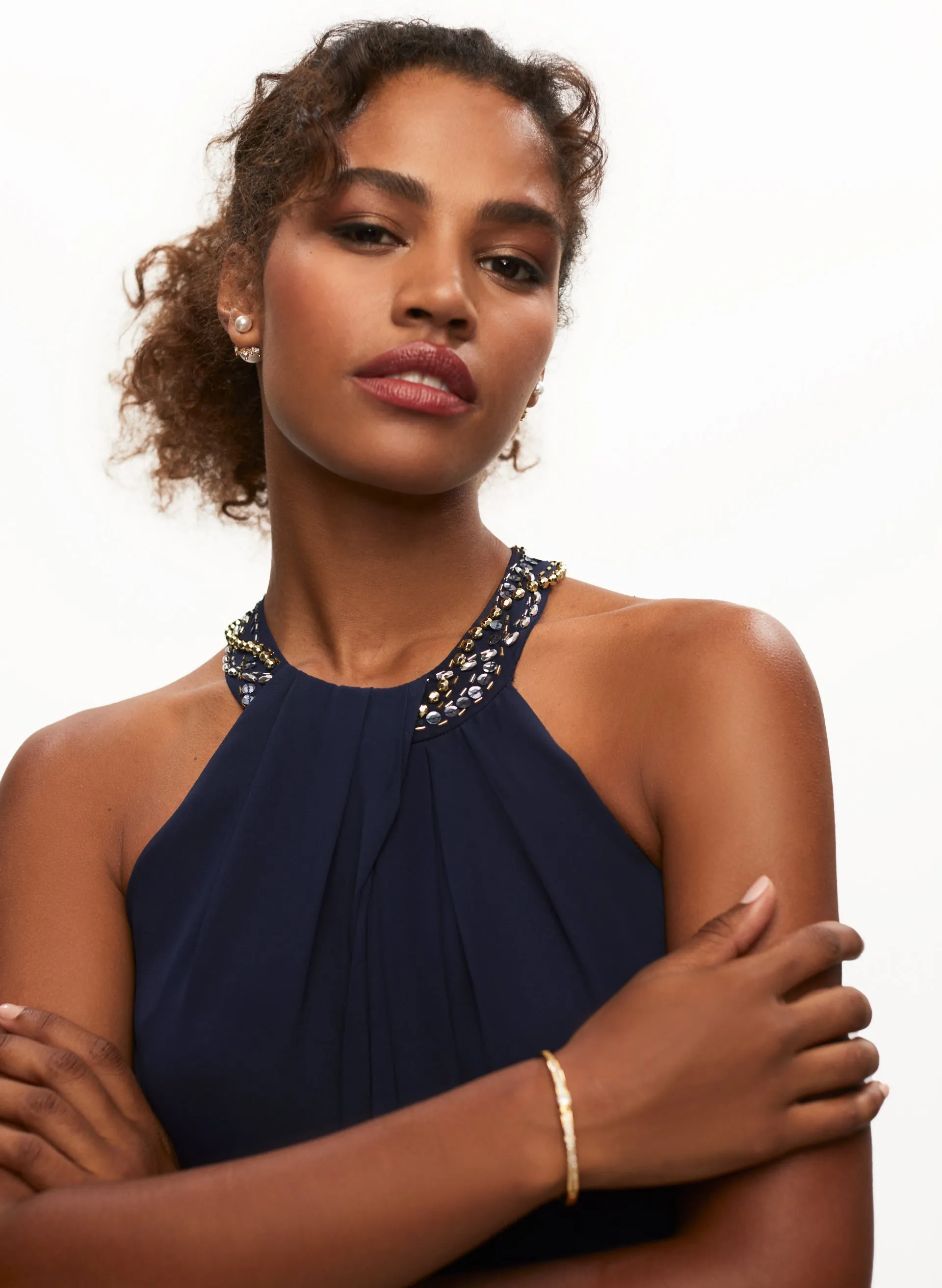 Cascading Ruffle Bead Neck Dress sold by Laura product image thumbnail 2