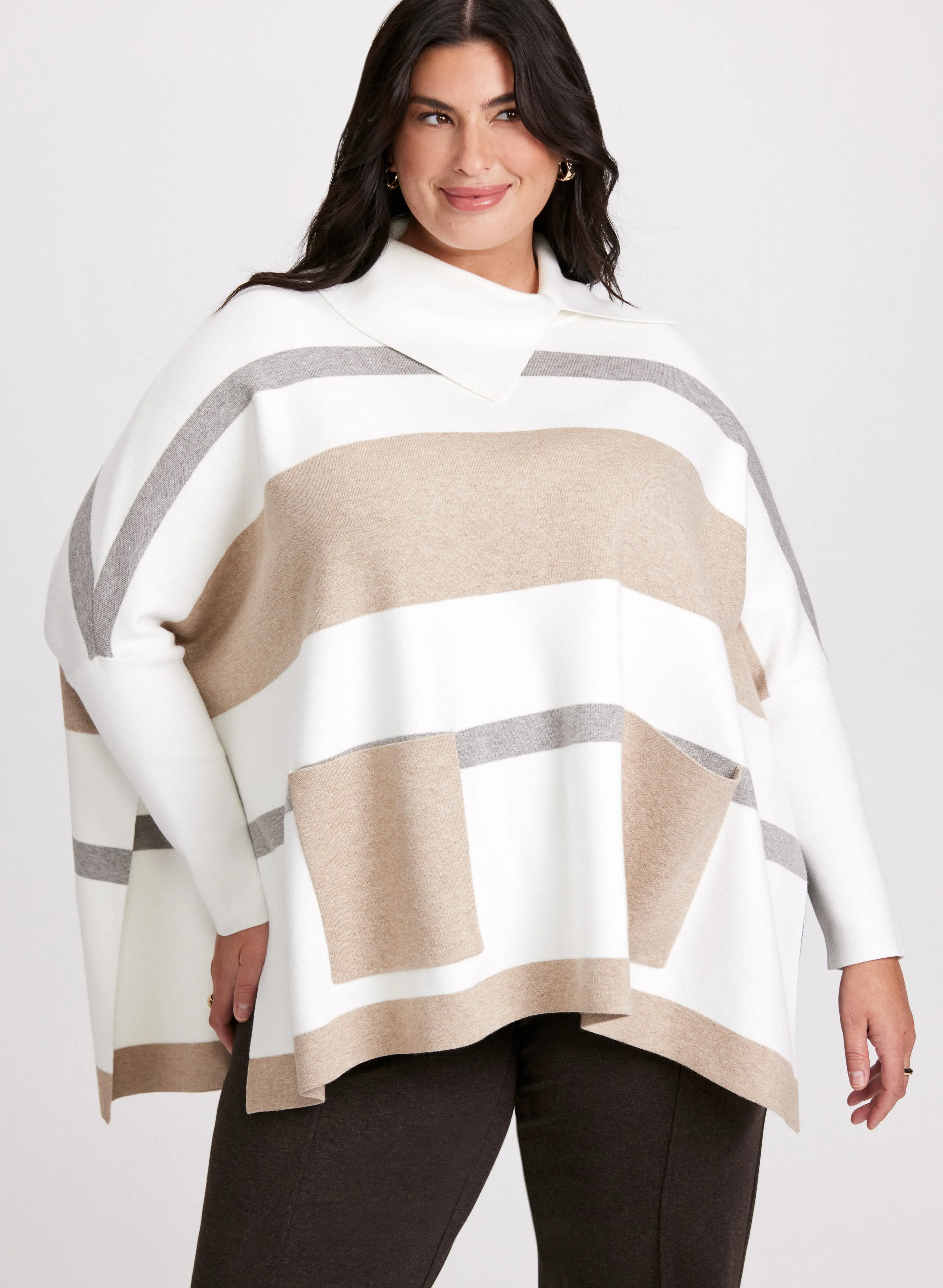 Joseph Ribkoff - Striped Poncho Sweater sold by Laura product image thumbnail 2
