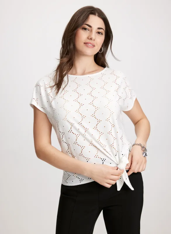 Eyelet Detail Boat Neck Top sold by Laura