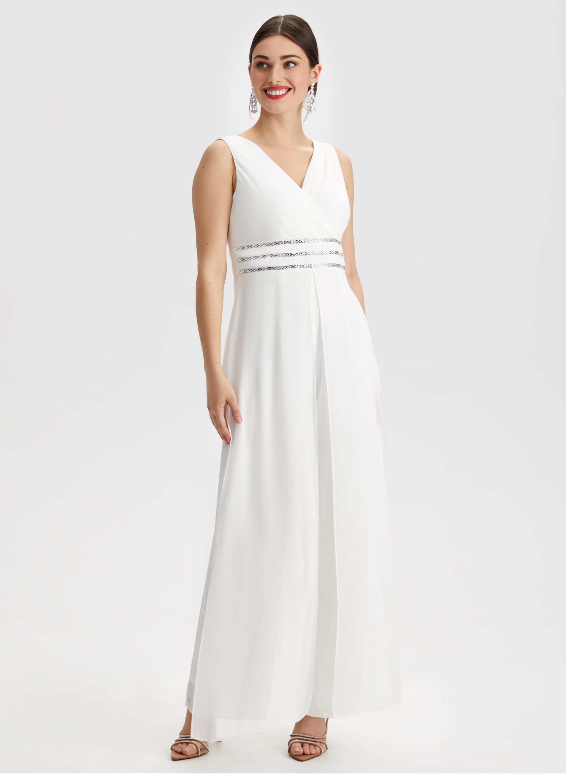 Rhinestone Stripe Detail Jumpsuit sold by Laura