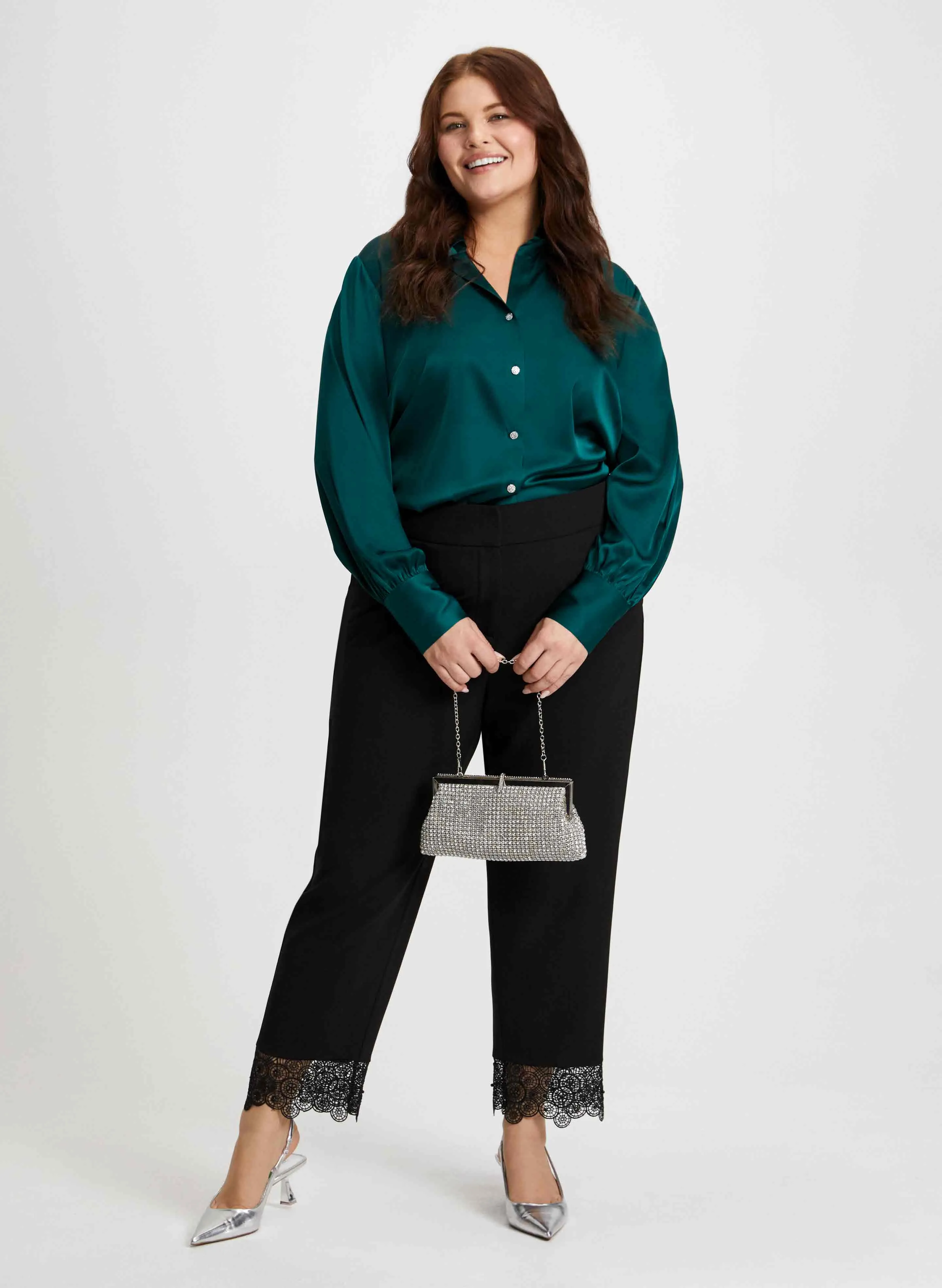 Satin Blouse & Lace Trim Pants sold by Laura