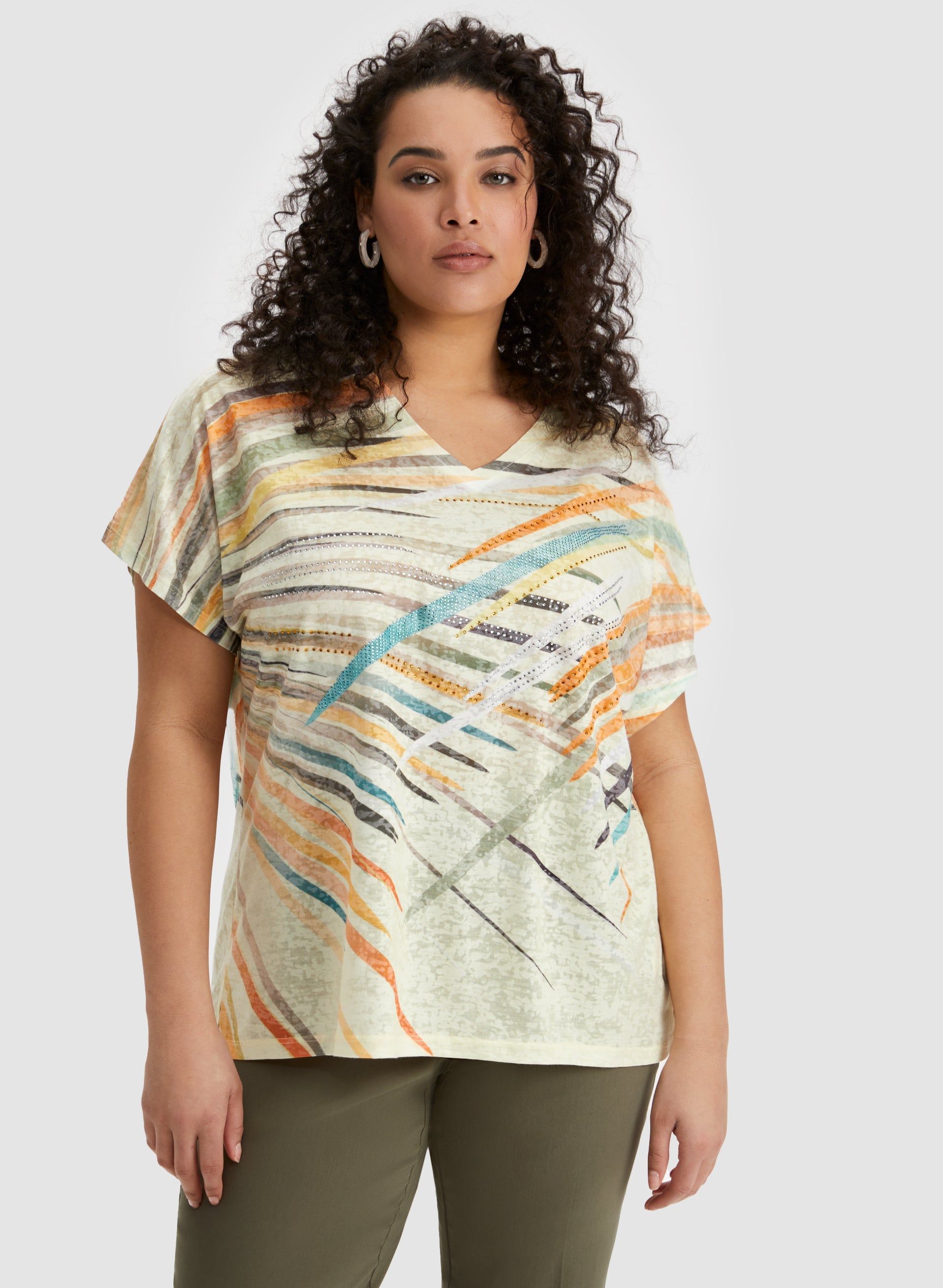 Embellished Geometric Print Burnout Tee sold by Laura product image thumbnail 5