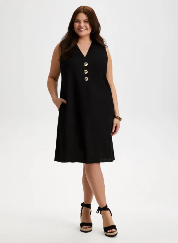 Linen-Blend Shift Dress sold by Laura