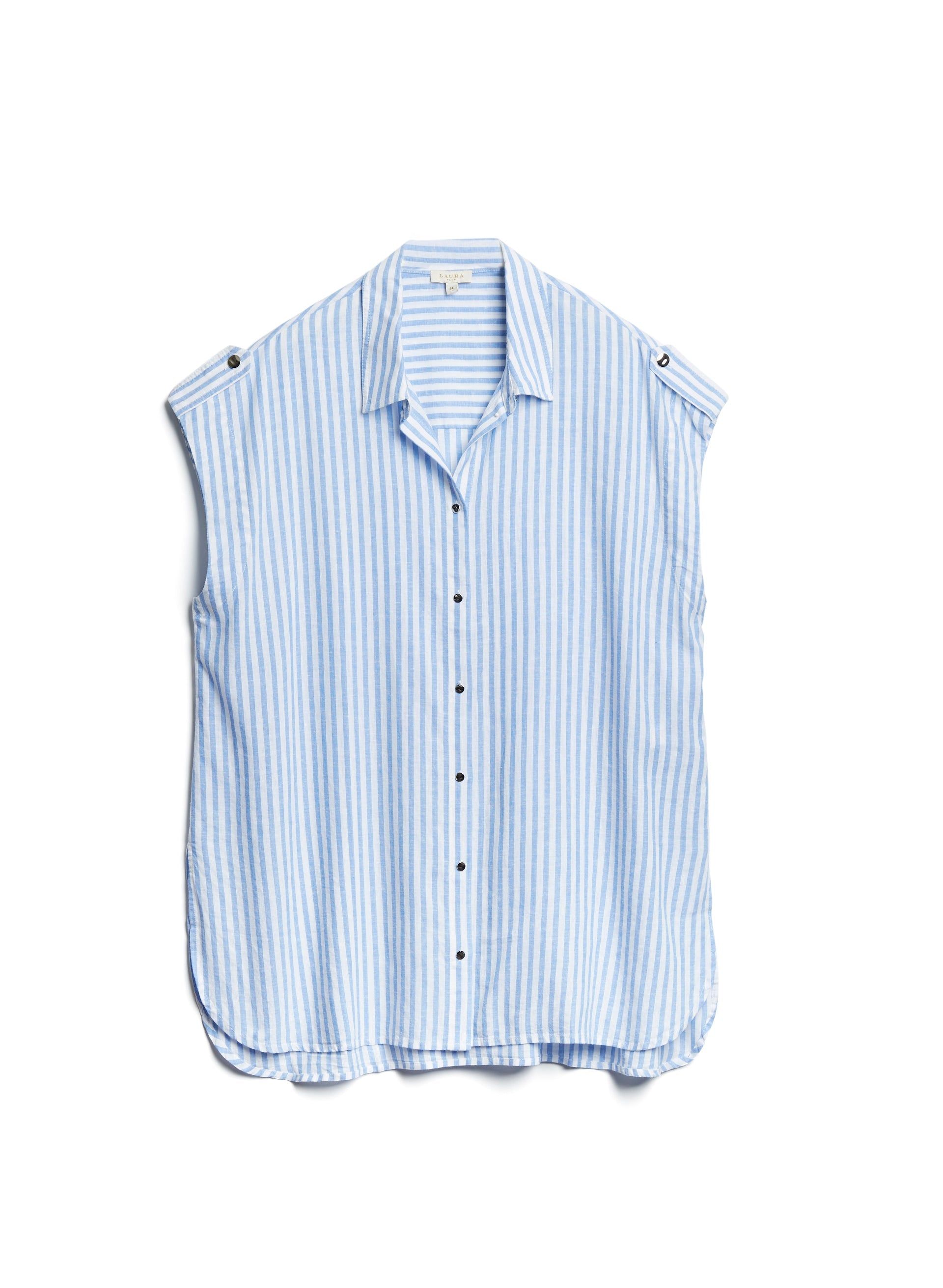 Stripe Print Linen-Blend Blouse sold by Laura product image thumbnail 5