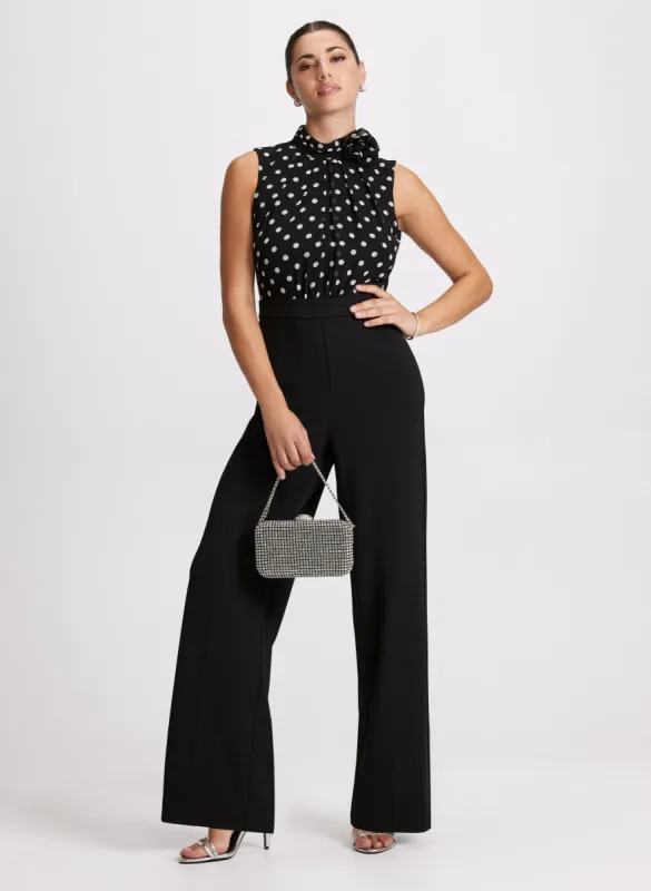 Polka Dot Rosette Detail Jumpsuit sold by Laura