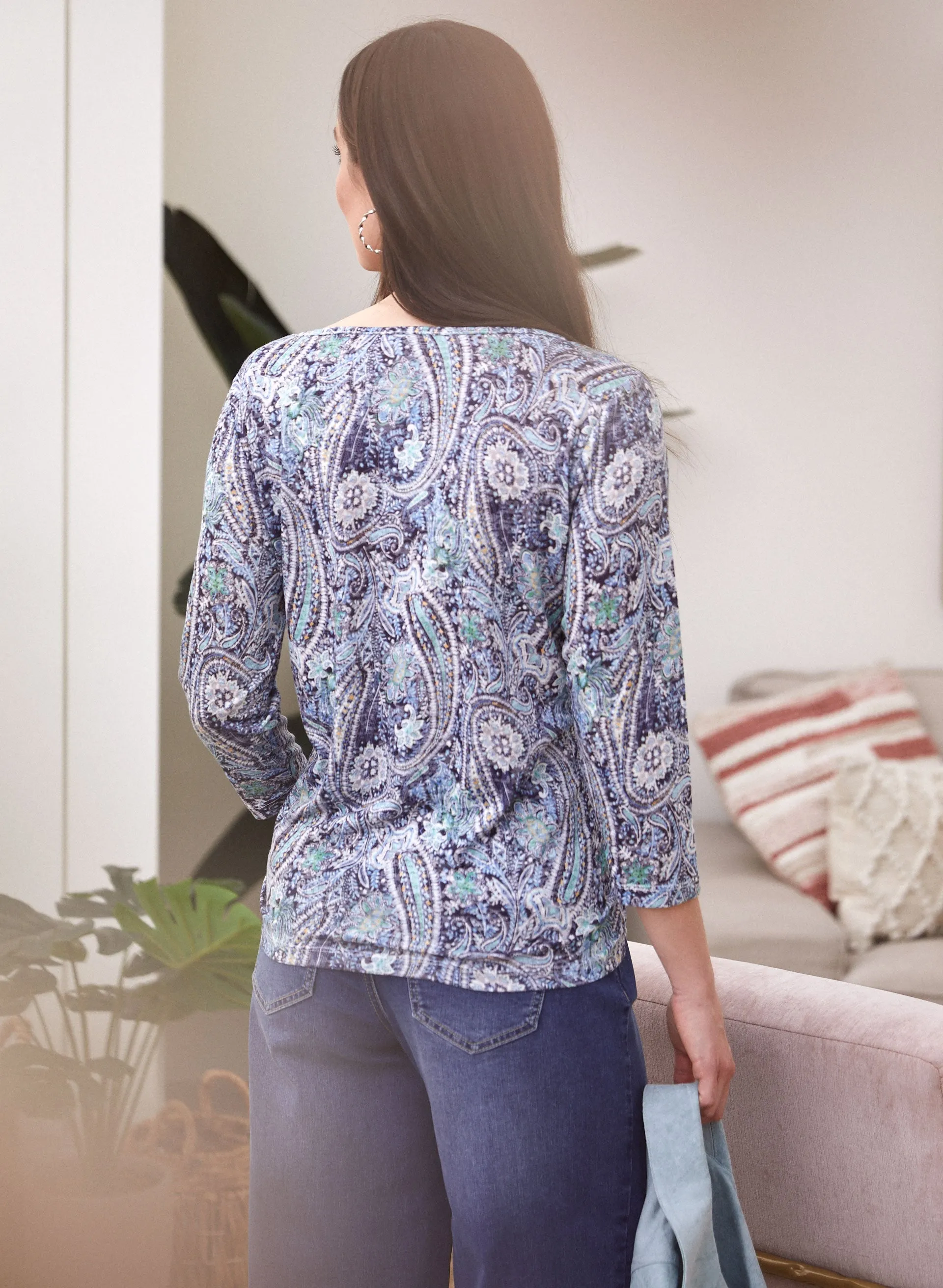 Paisley Print Drawstring Detail Tee sold by Laura product image thumbnail 4