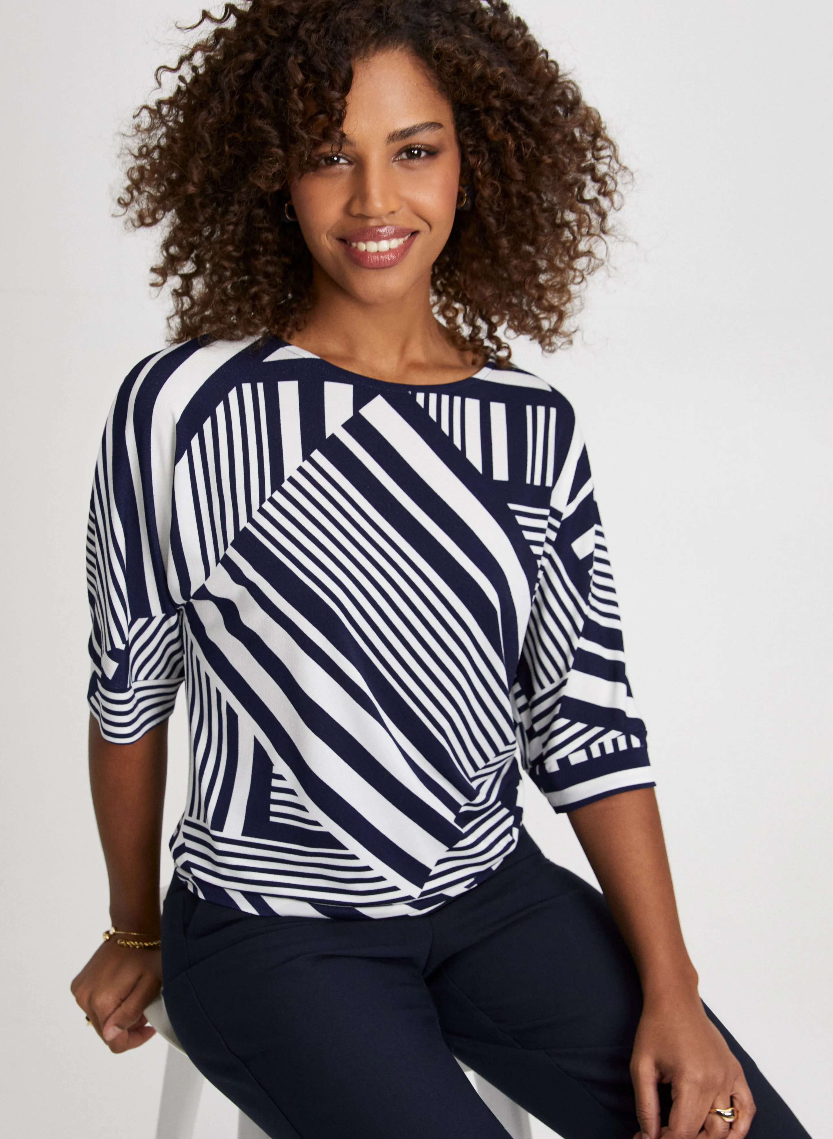 Mixed Stripe Print Top sold by Laura product image thumbnail 5