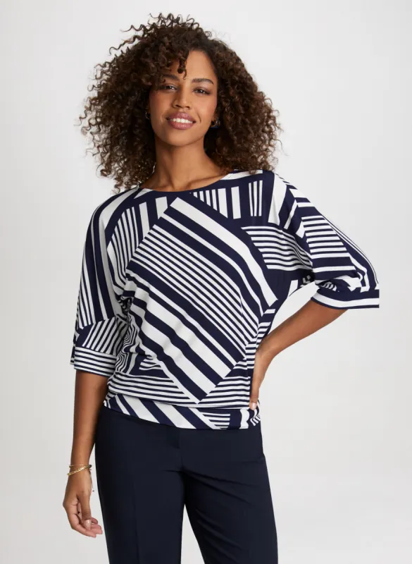 Mixed Stripe Print Top sold by Laura