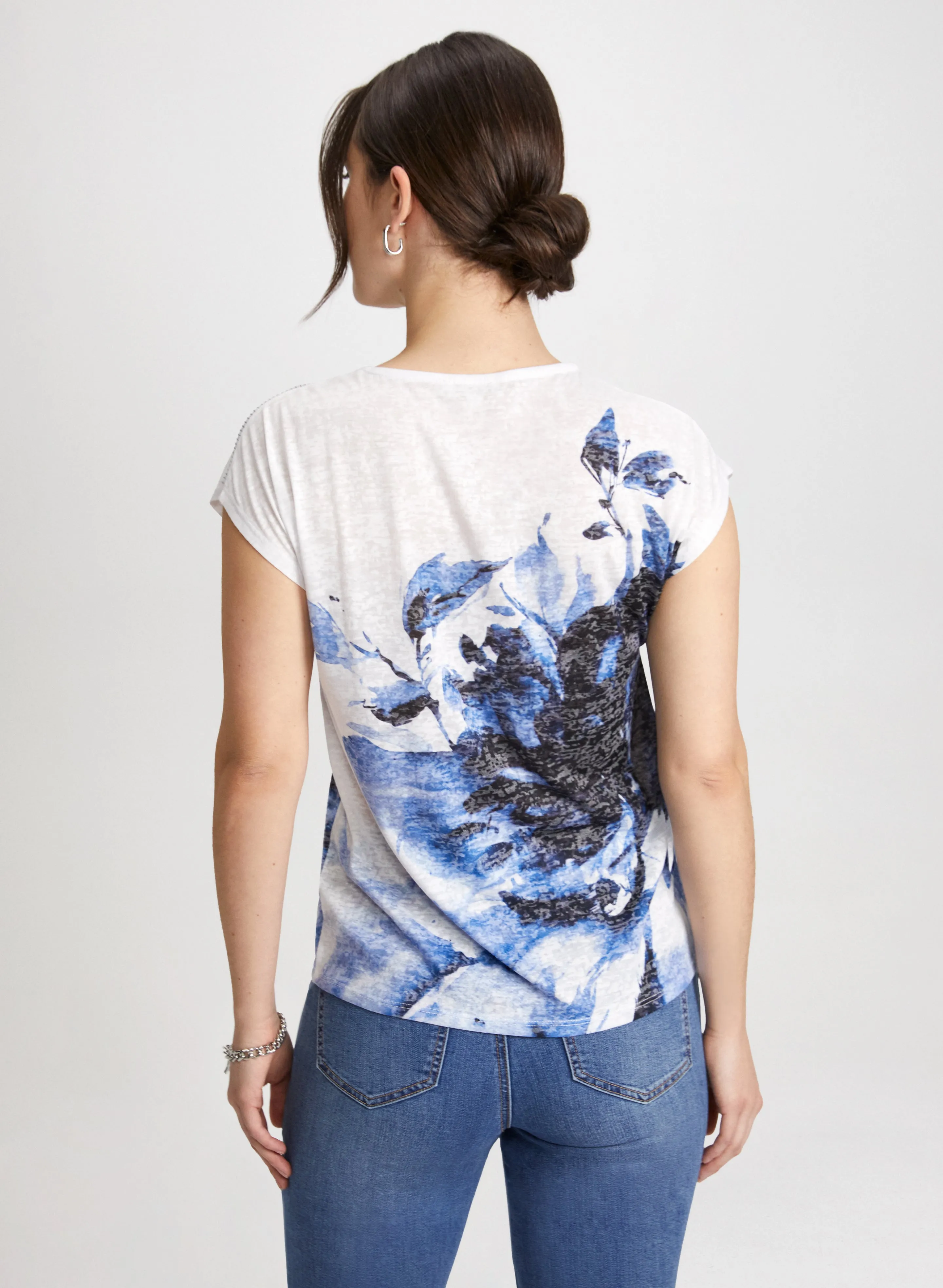 Floral Print Burnout T-Shirt sold by Laura product image thumbnail 4