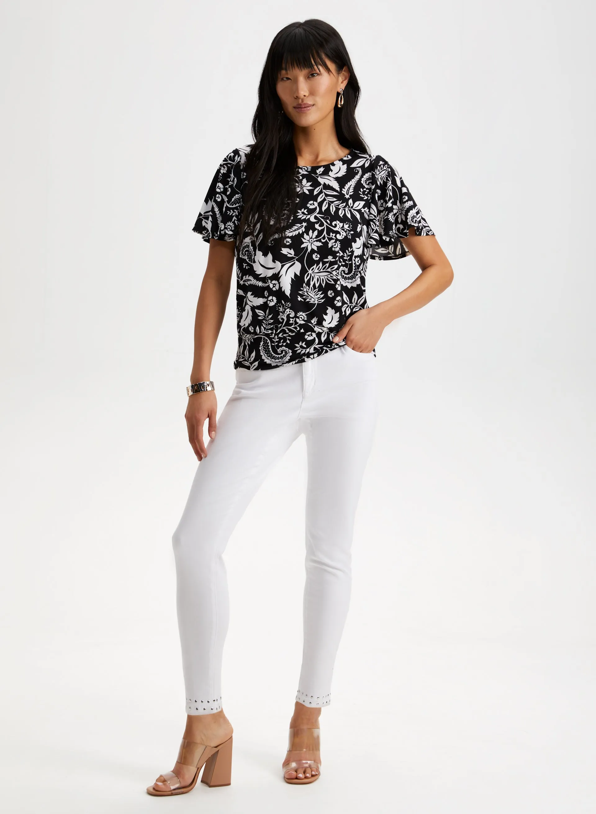 Floral Print Flutter Sleeve Top sold by Laura product image thumbnail 3