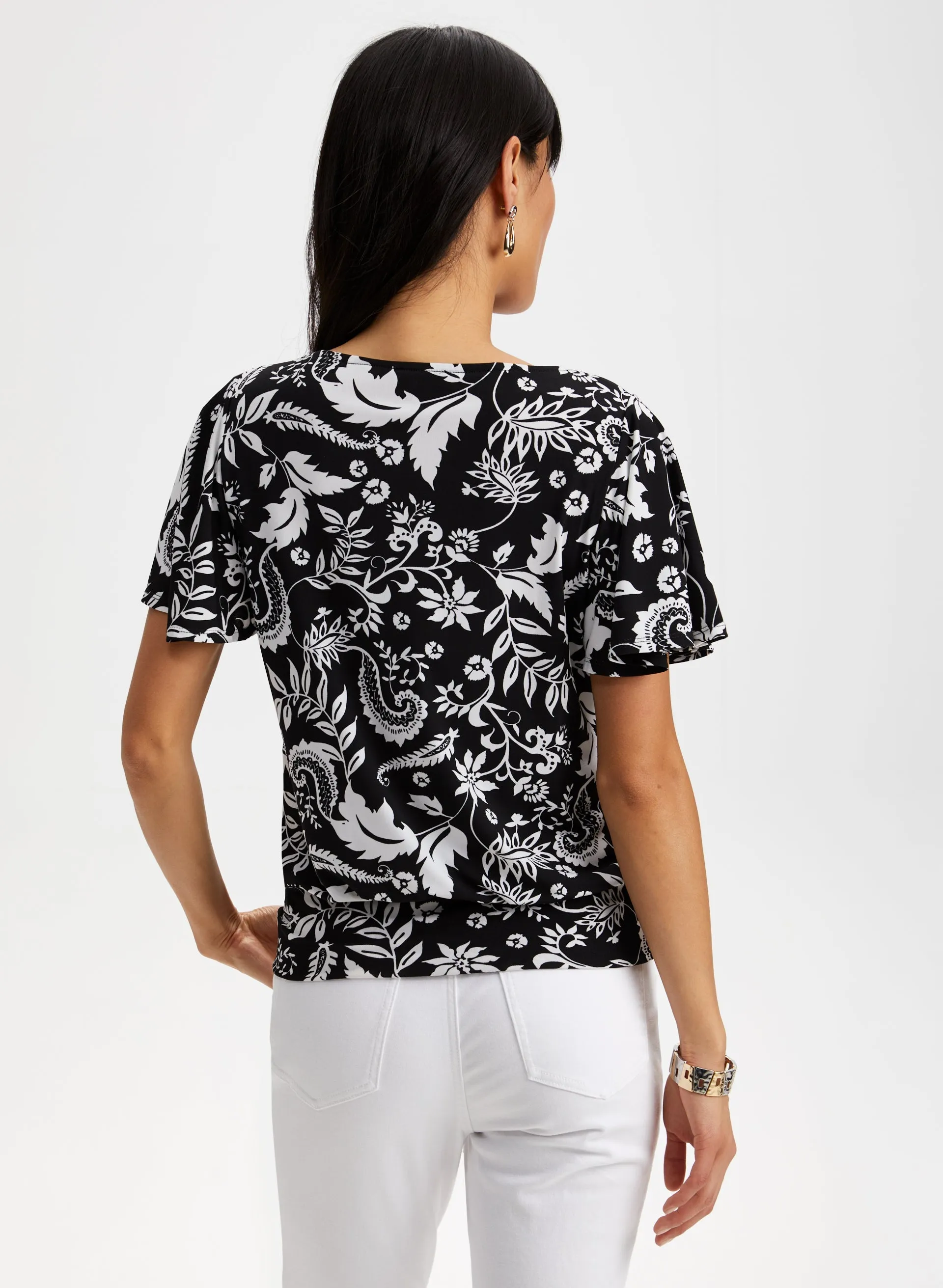 Floral Print Flutter Sleeve Top sold by Laura product image thumbnail 4