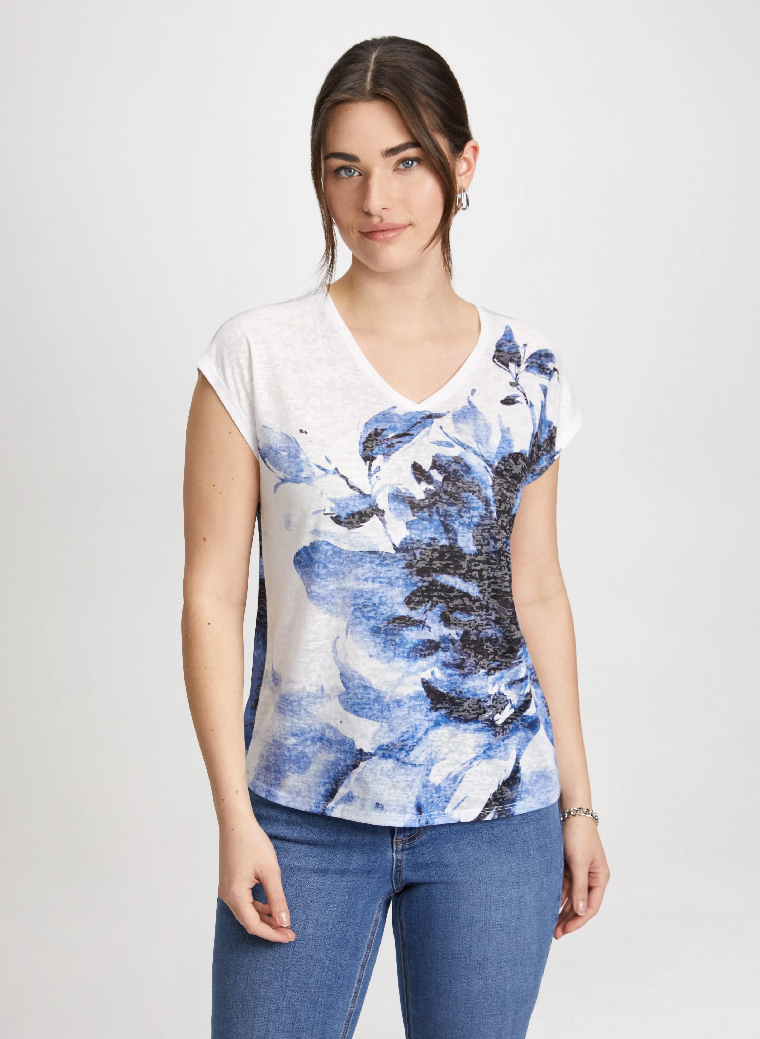 Floral Print Burnout T-Shirt sold by Laura product image thumbnail 5