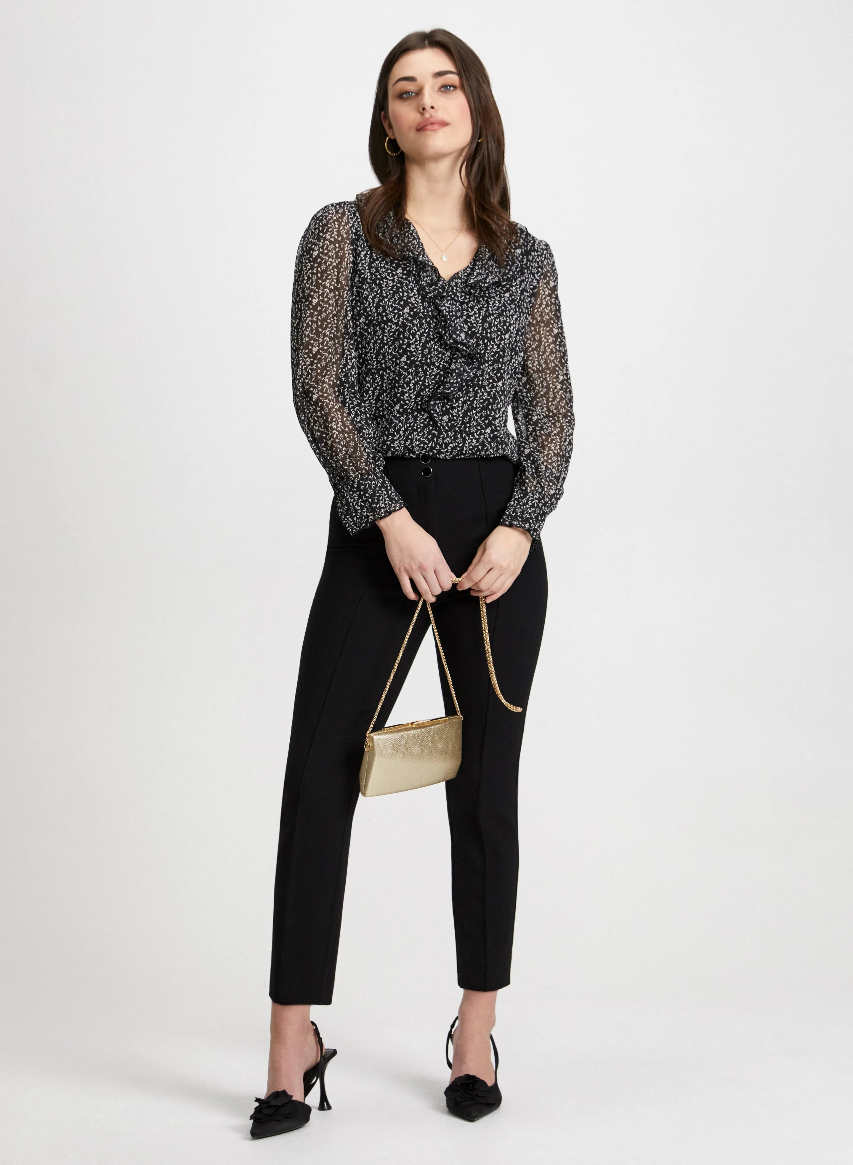 Leaf Print Blouse & Slim Leg Pants sold by Laura