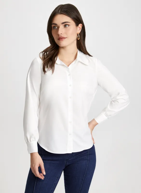 Pearl Detail Button Front Shirt sold by Laura