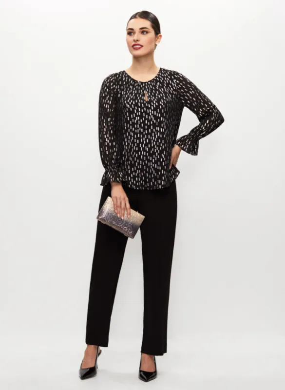 Metallic Print Blouse & Wide Leg Pants sold by Laura
