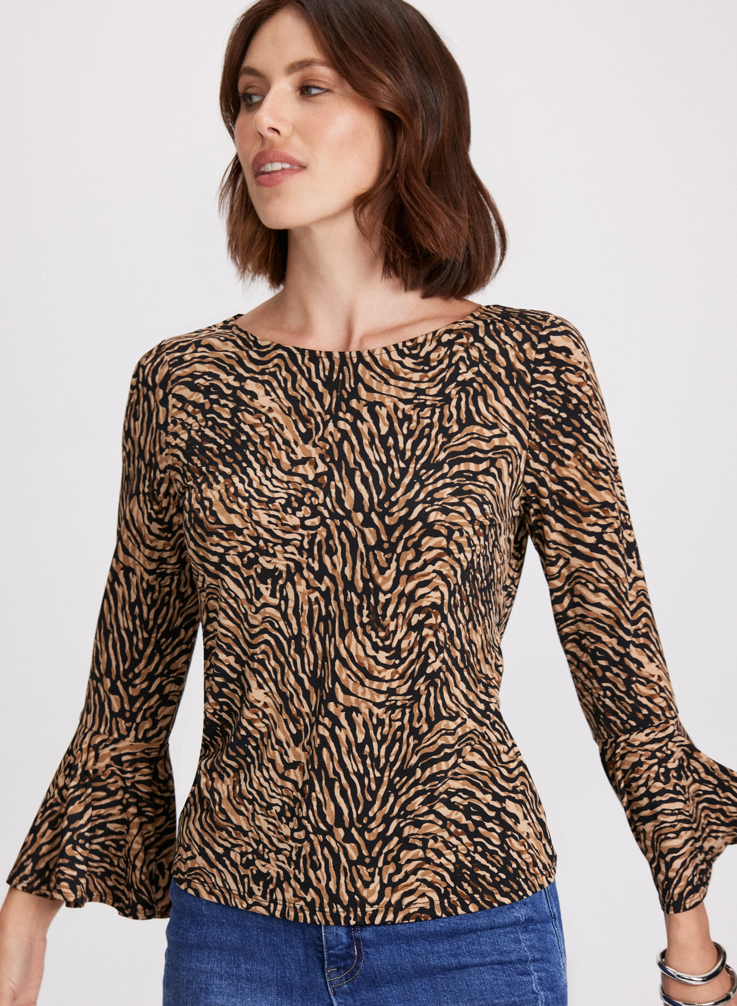 Animal Print Flared Sleeve Top sold by Laura product image thumbnail 5