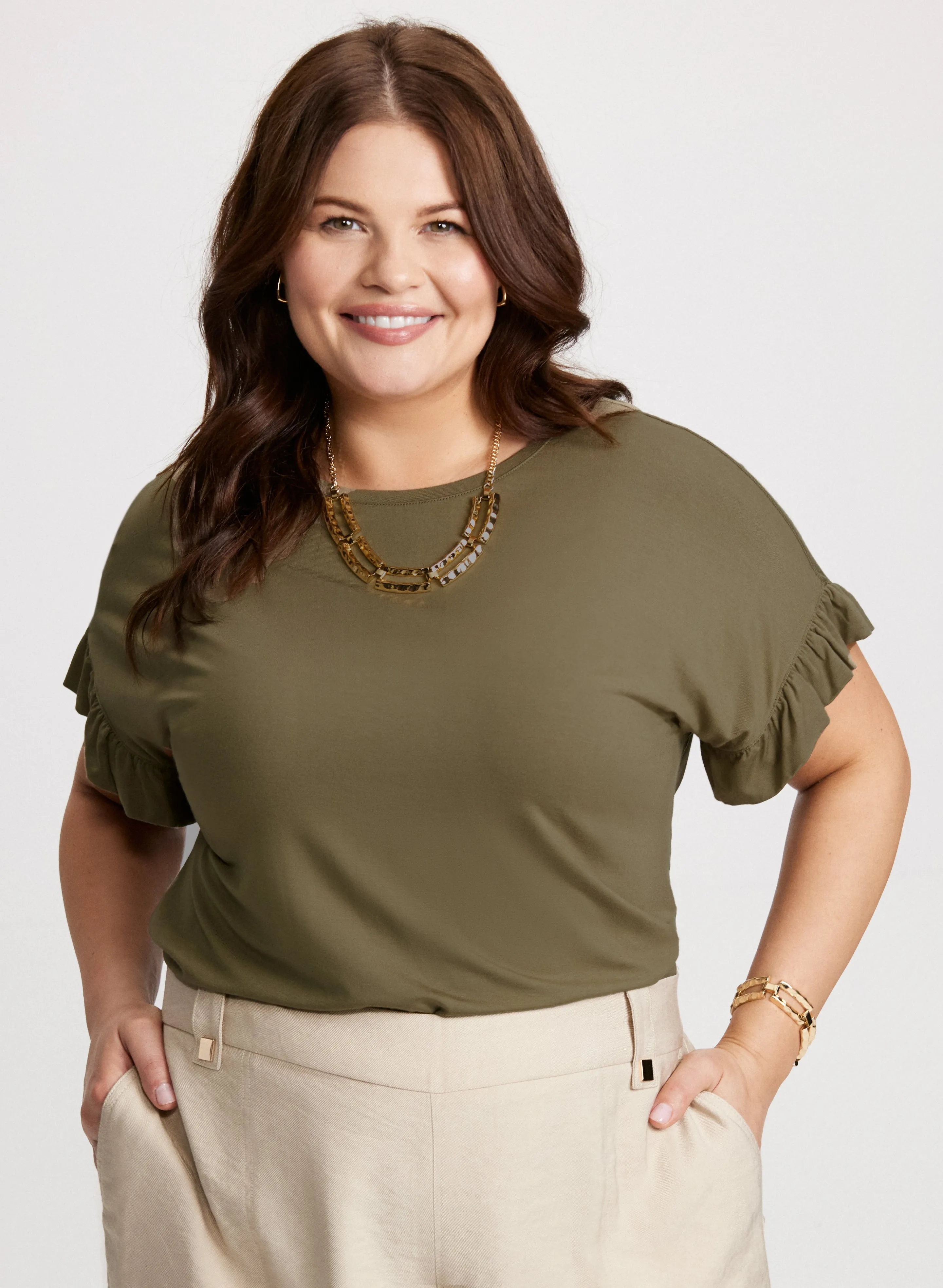 Ruffled Sleeve T-Shirt sold by Laura