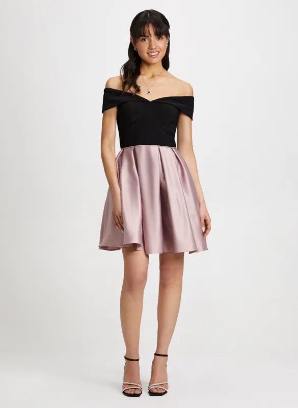 Off-the-Shoulder Satin Dress sold by Laura
