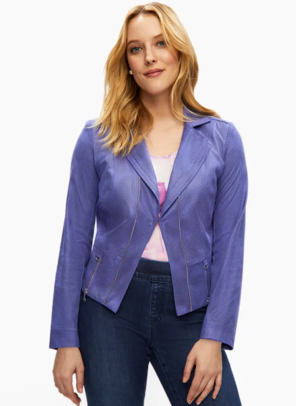 Zip Detail Faux Suede Jacket sold by Laura