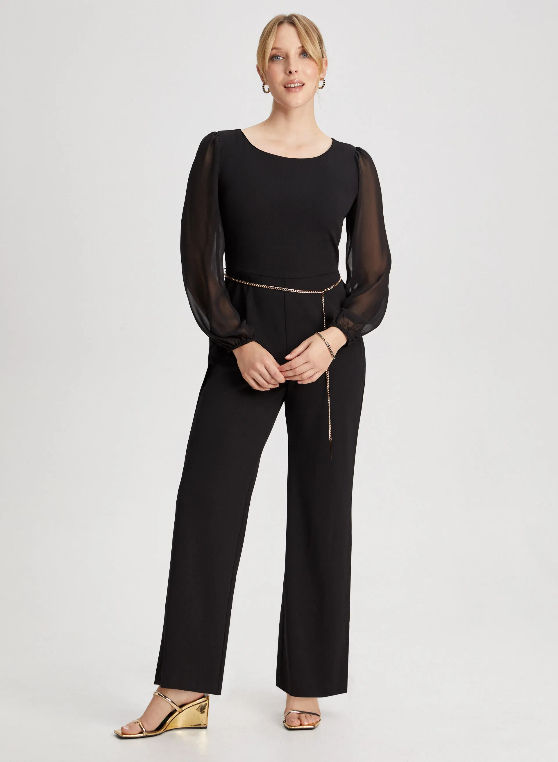 Wide Leg Belted Jumpsuit sold by Laura