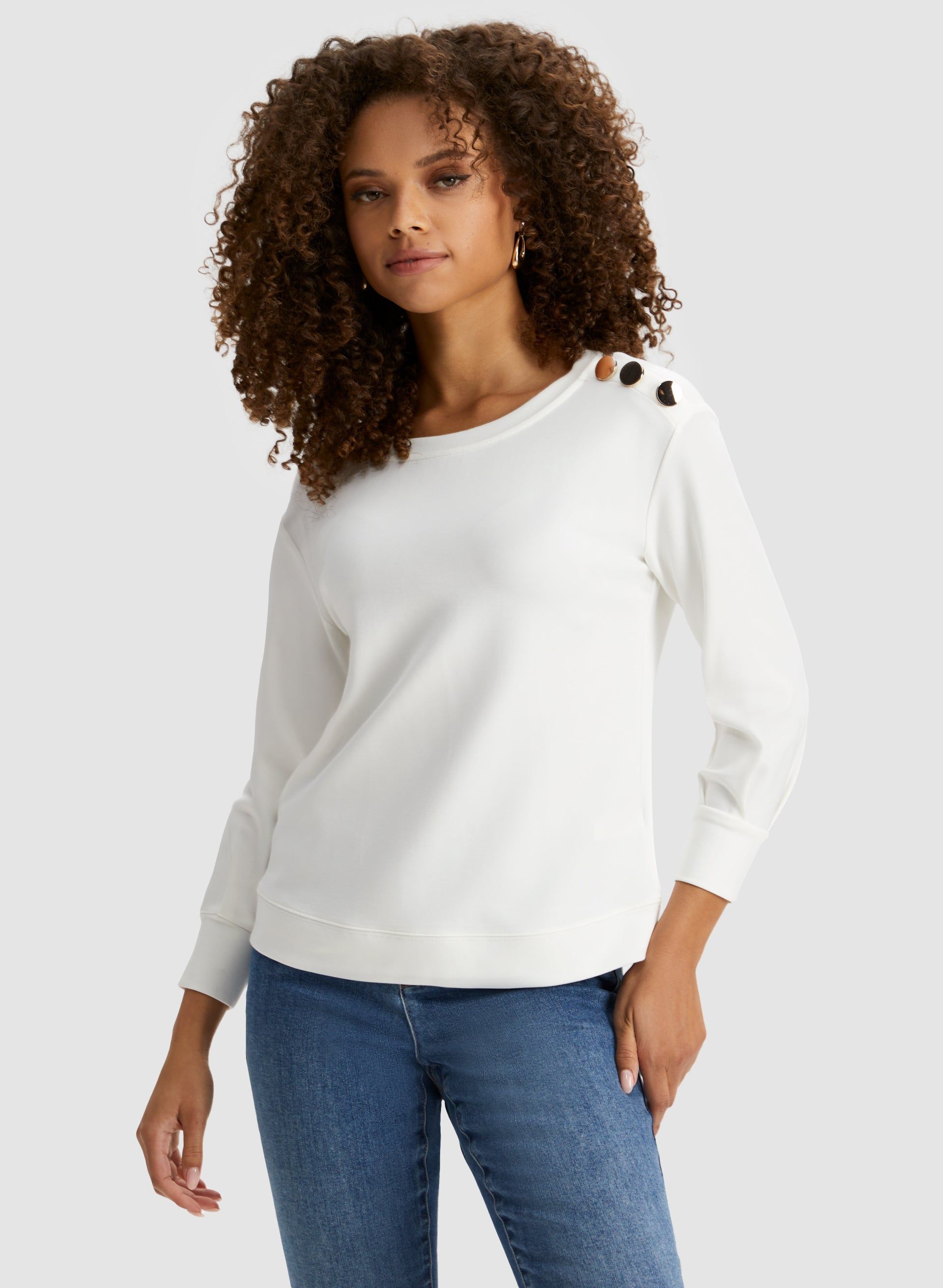 Scoop Neck Button Detail Top sold by Laura product image thumbnail 5