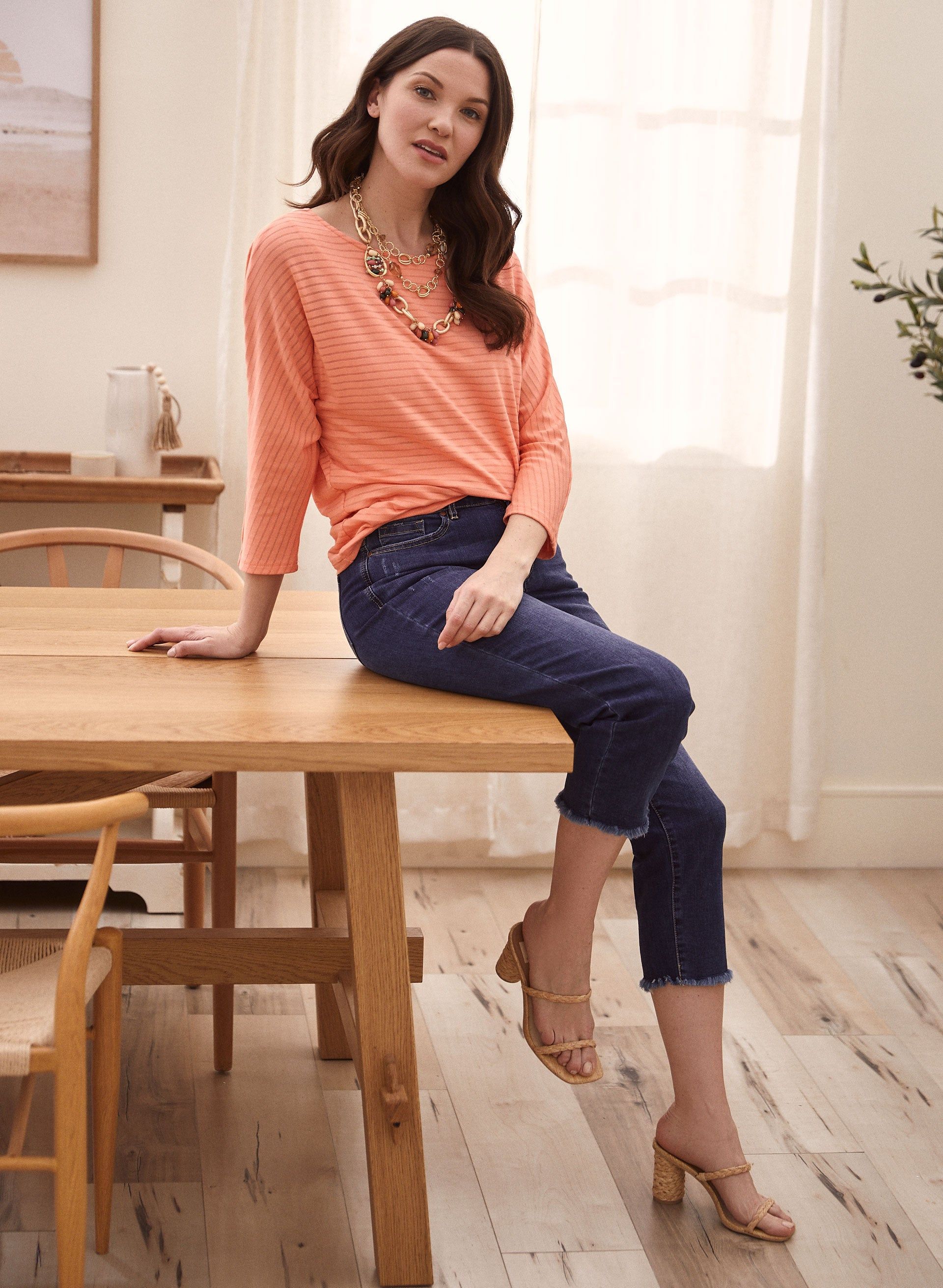 Shadow Stripe 3/4 Sleeve Tee sold by Laura product image thumbnail 3