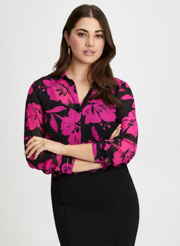 Floral Print Asymmetric Blouse sold by Laura