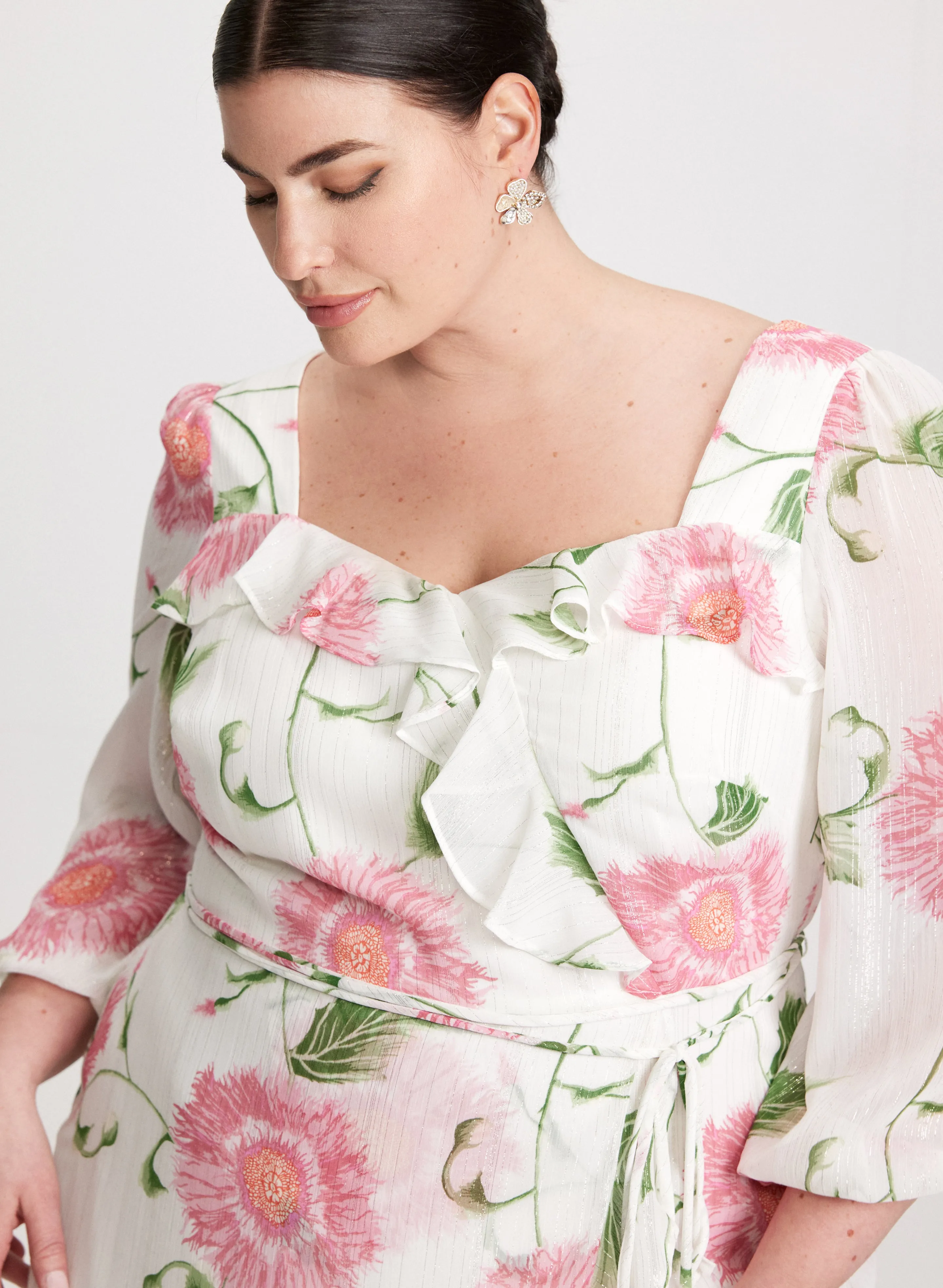 Ruffled Floral Chiffon Dress sold by Laura product image thumbnail 5