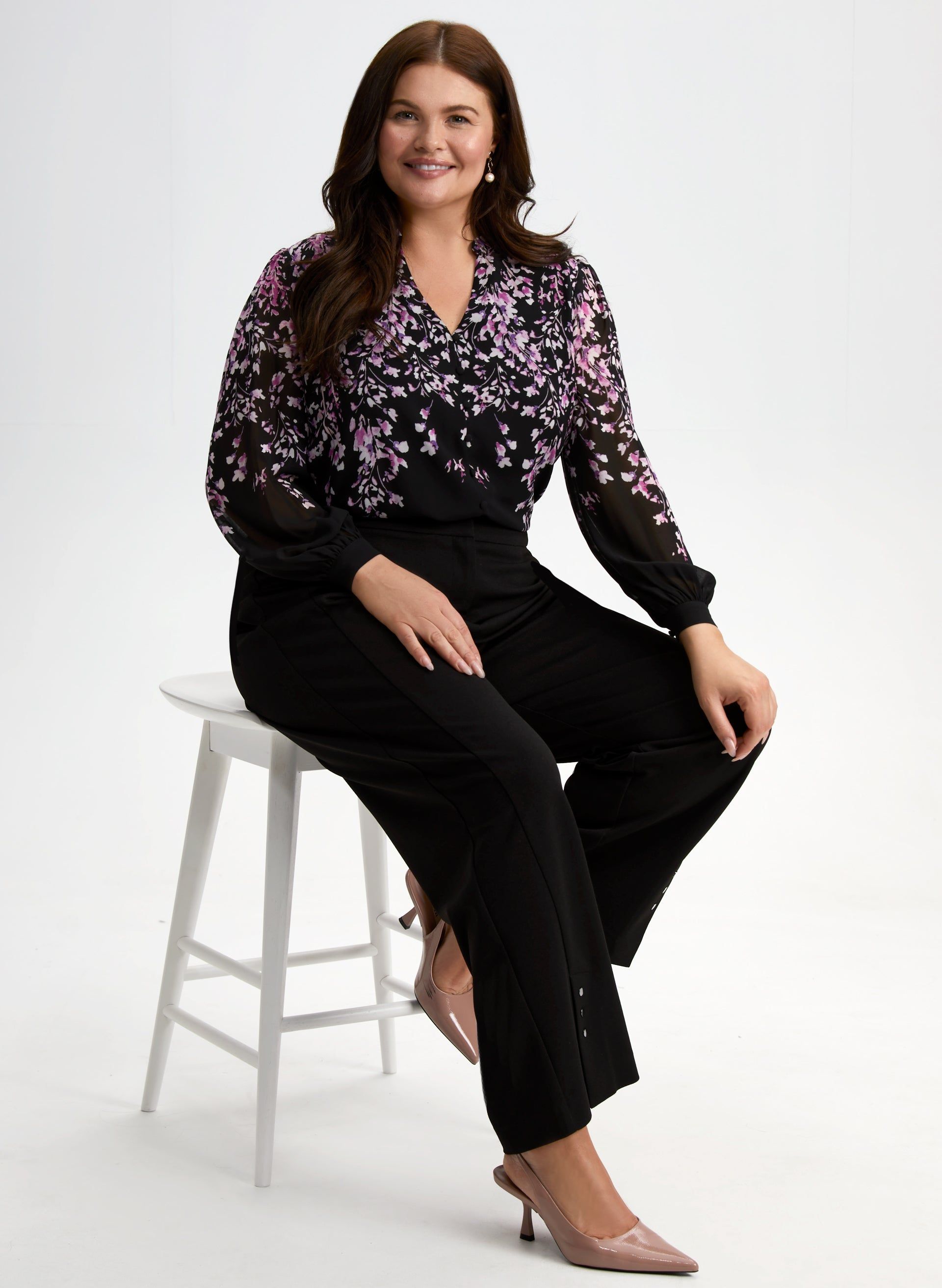 Floral Print Split Neck Blouse sold by Laura product image thumbnail 5