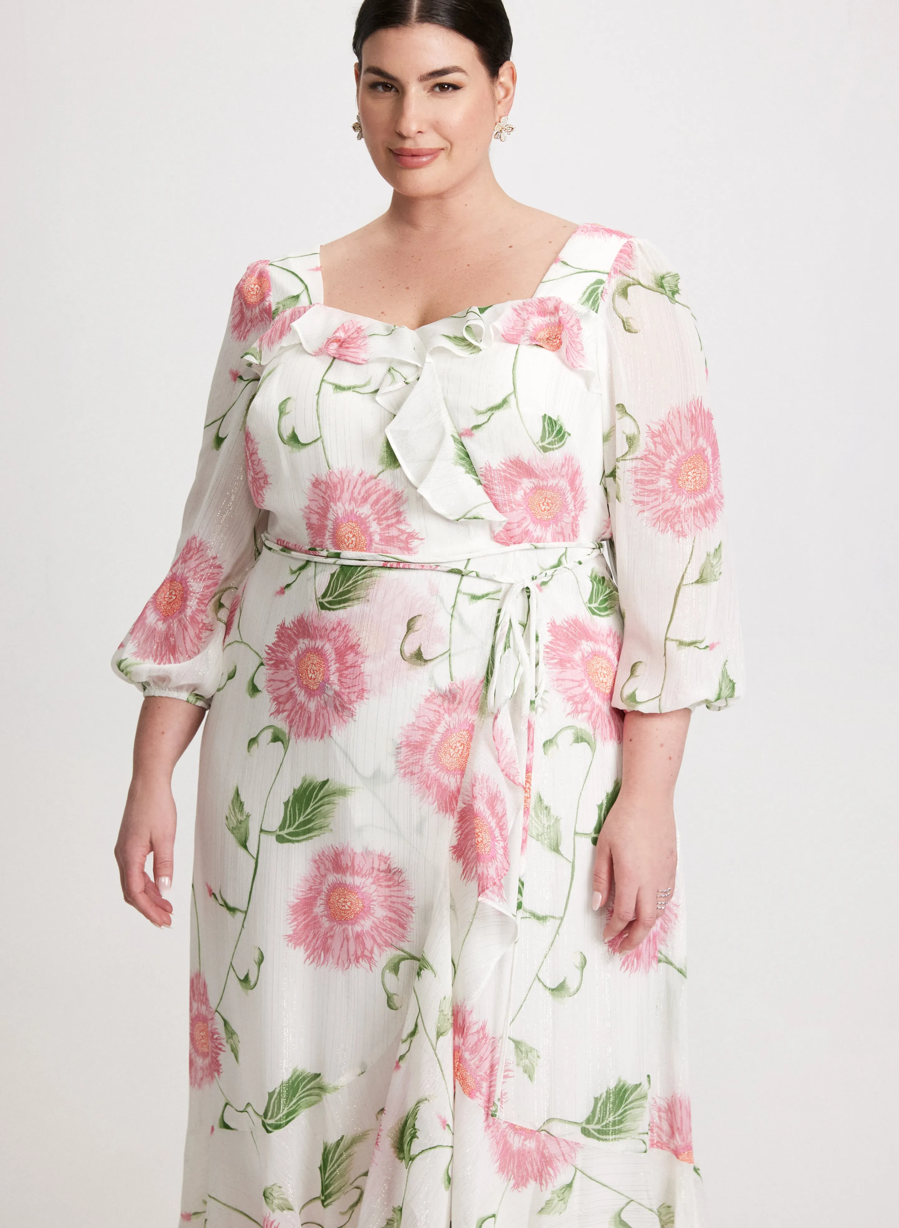 Ruffled Floral Chiffon Dress sold by Laura product image thumbnail 4