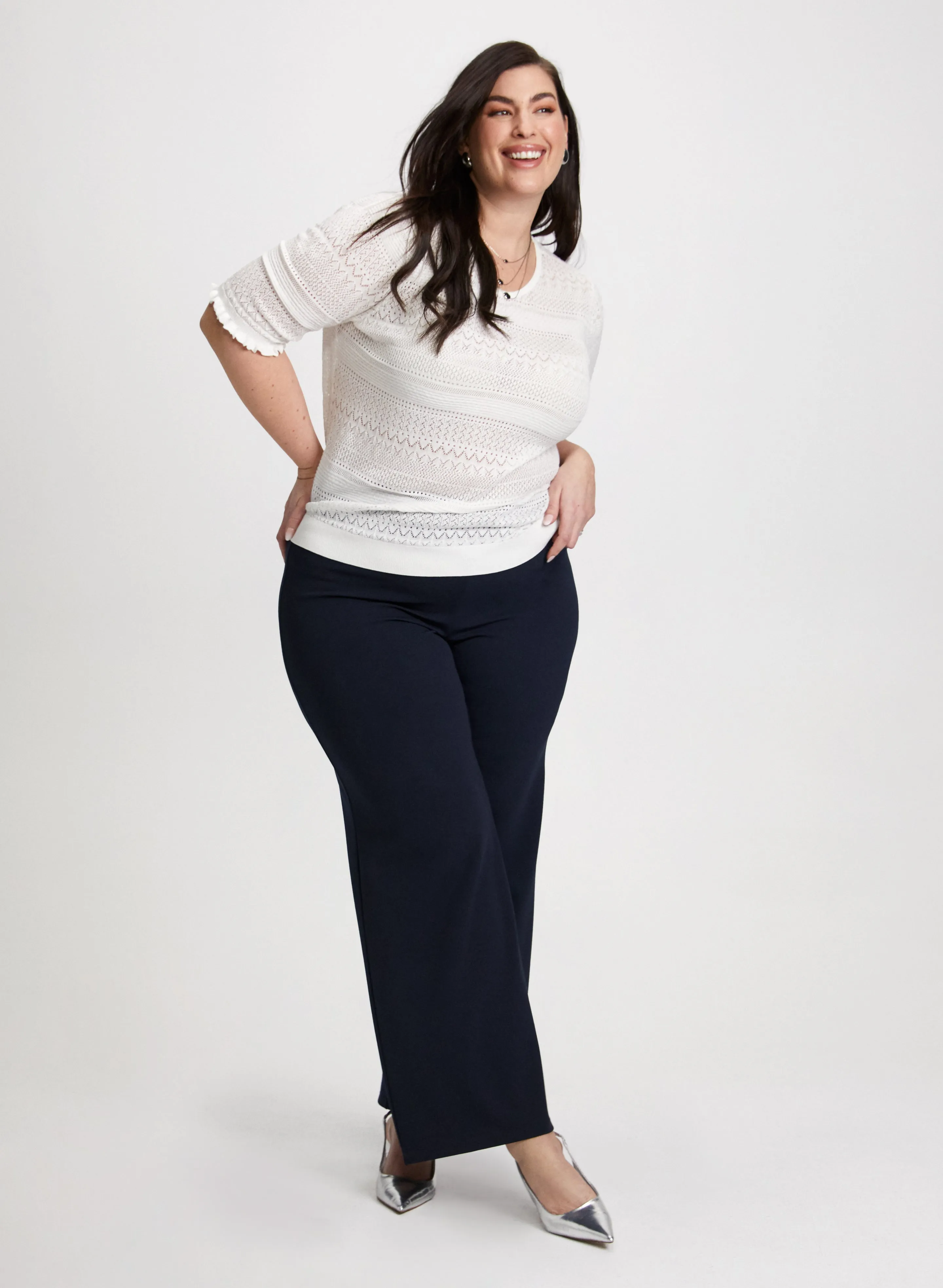 Pointelle Knit Short Sleeve Sweater sold by Laura product image thumbnail 3