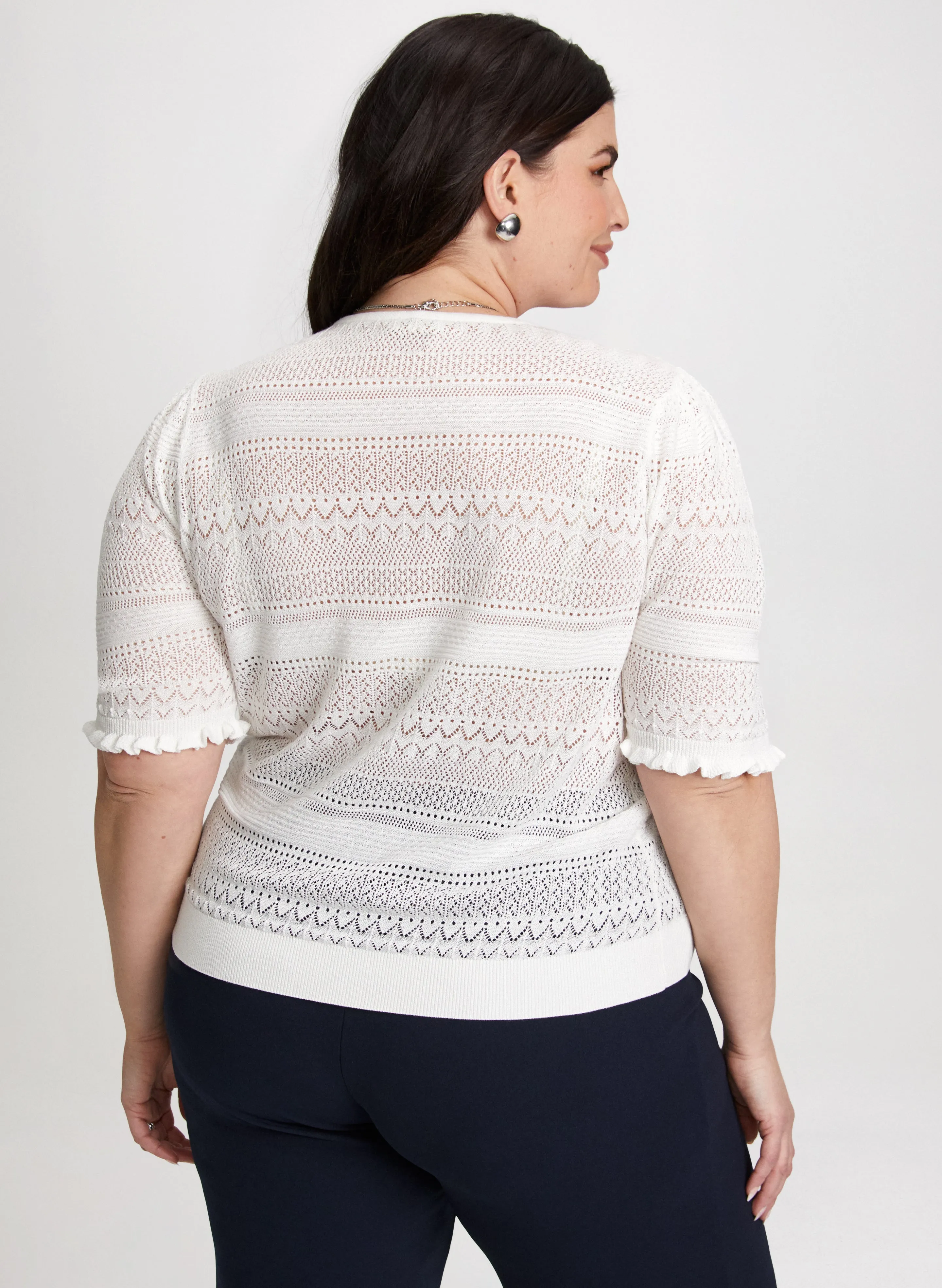 Pointelle Knit Short Sleeve Sweater sold by Laura product image thumbnail 4
