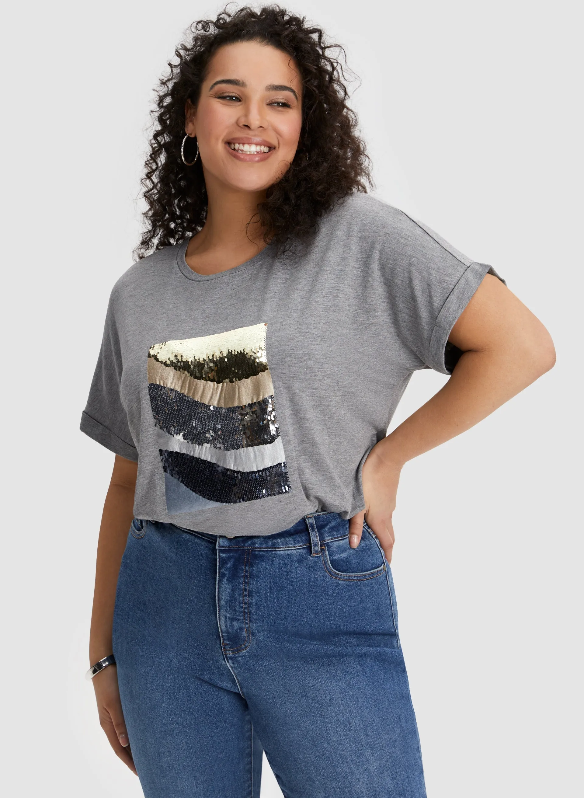 Foil & Sequin Tee sold by Laura