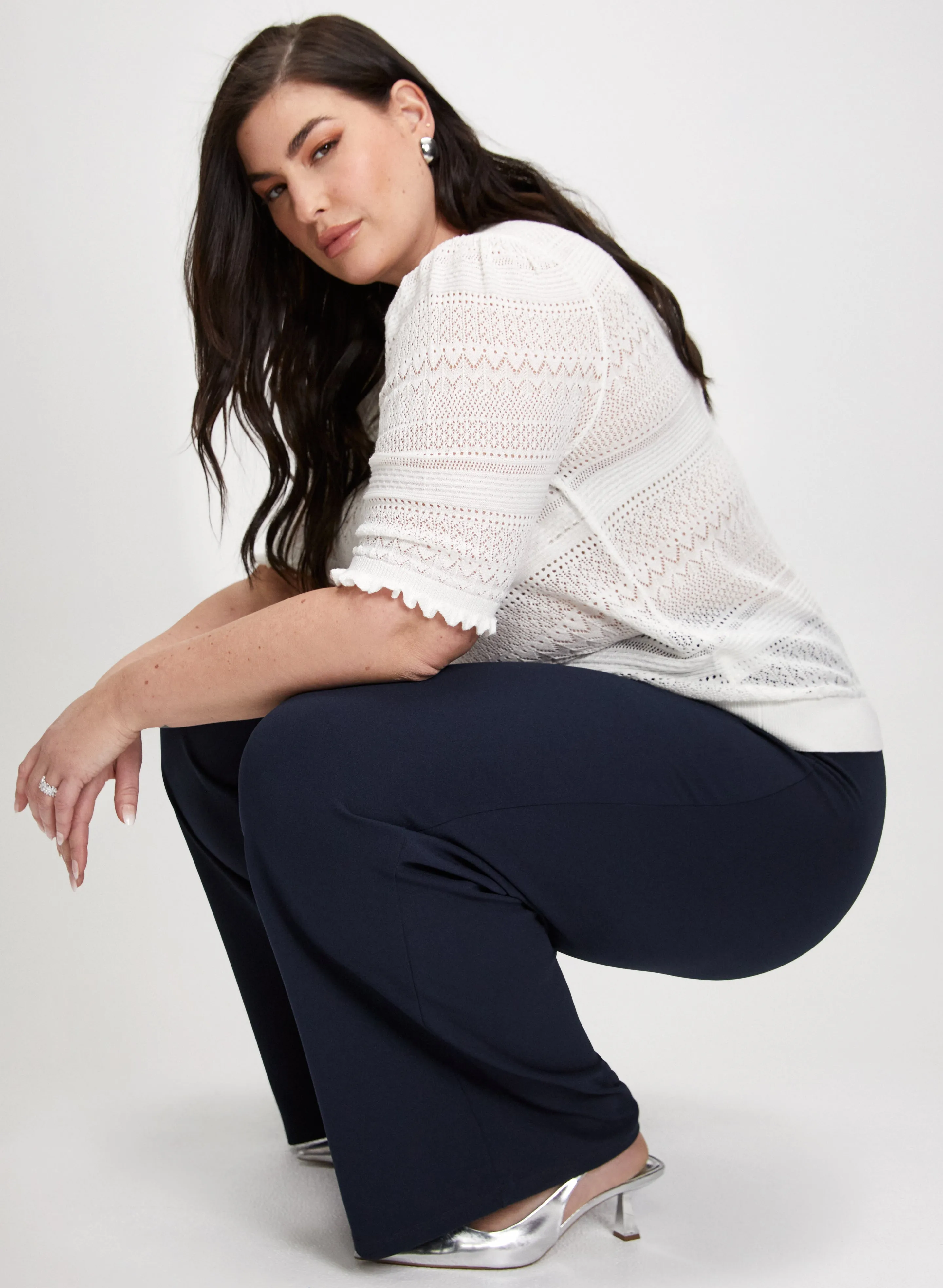 Pointelle Knit Short Sleeve Sweater sold by Laura product image thumbnail 5