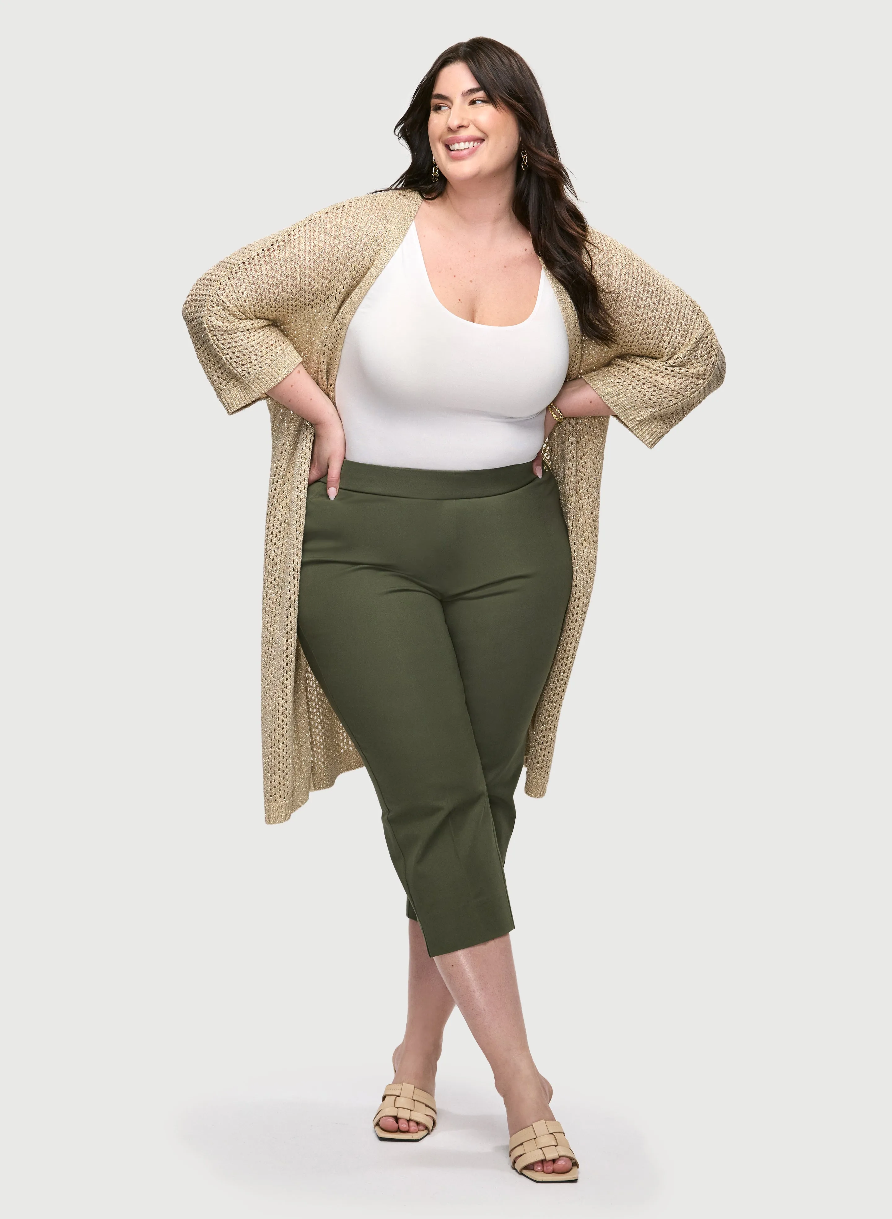 Open Stitch Tunic Cardigan & Pull-On Slim Leg Capris sold by Laura