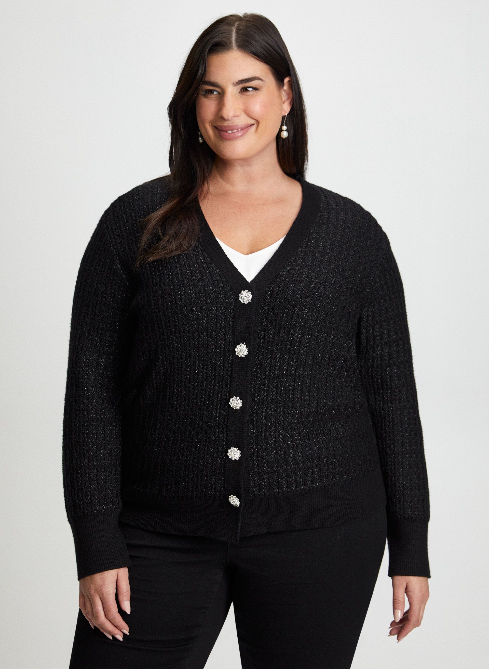 Rhinestone Button Detail Cardigan sold by Laura
