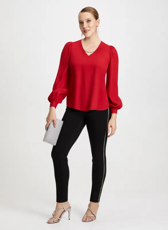 Rhinestone Chain Top & Striped Pants sold by Laura