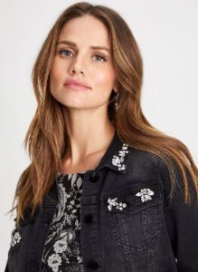Jewel Trim Denim Jacket sold by Laura