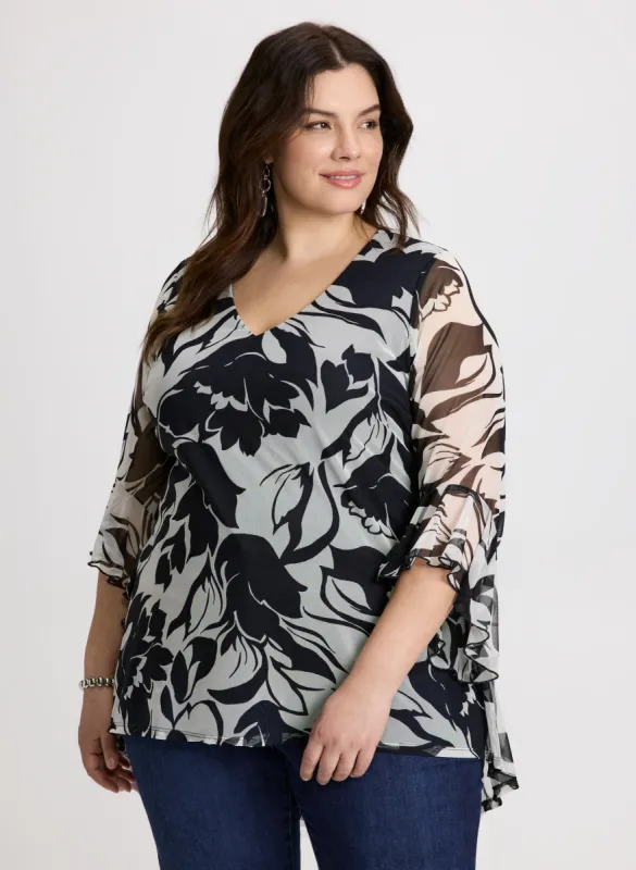Mesh Floral Tunic Top sold by Laura