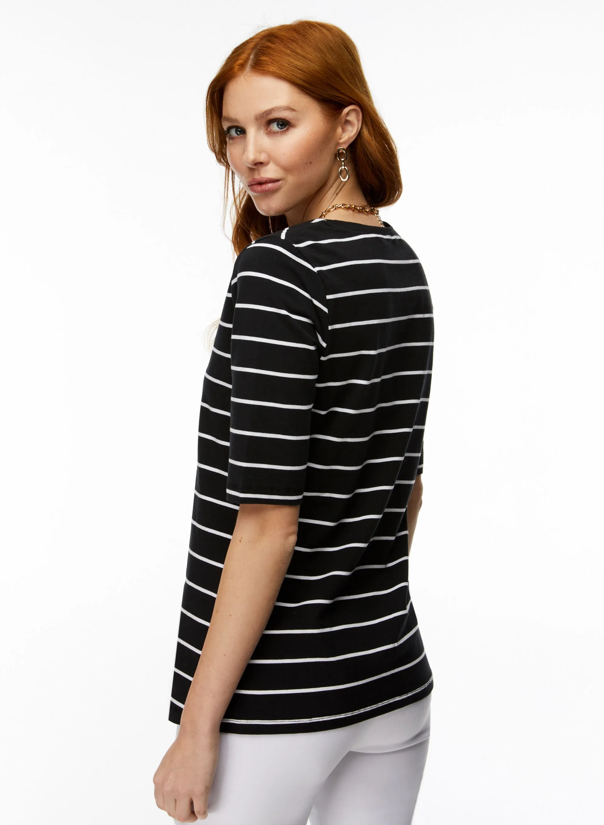 Striped Elbow Sleeve Tee sold by Laura product image thumbnail 2