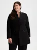 Vegan Leather Detail Redingote Jacket sold by Laura