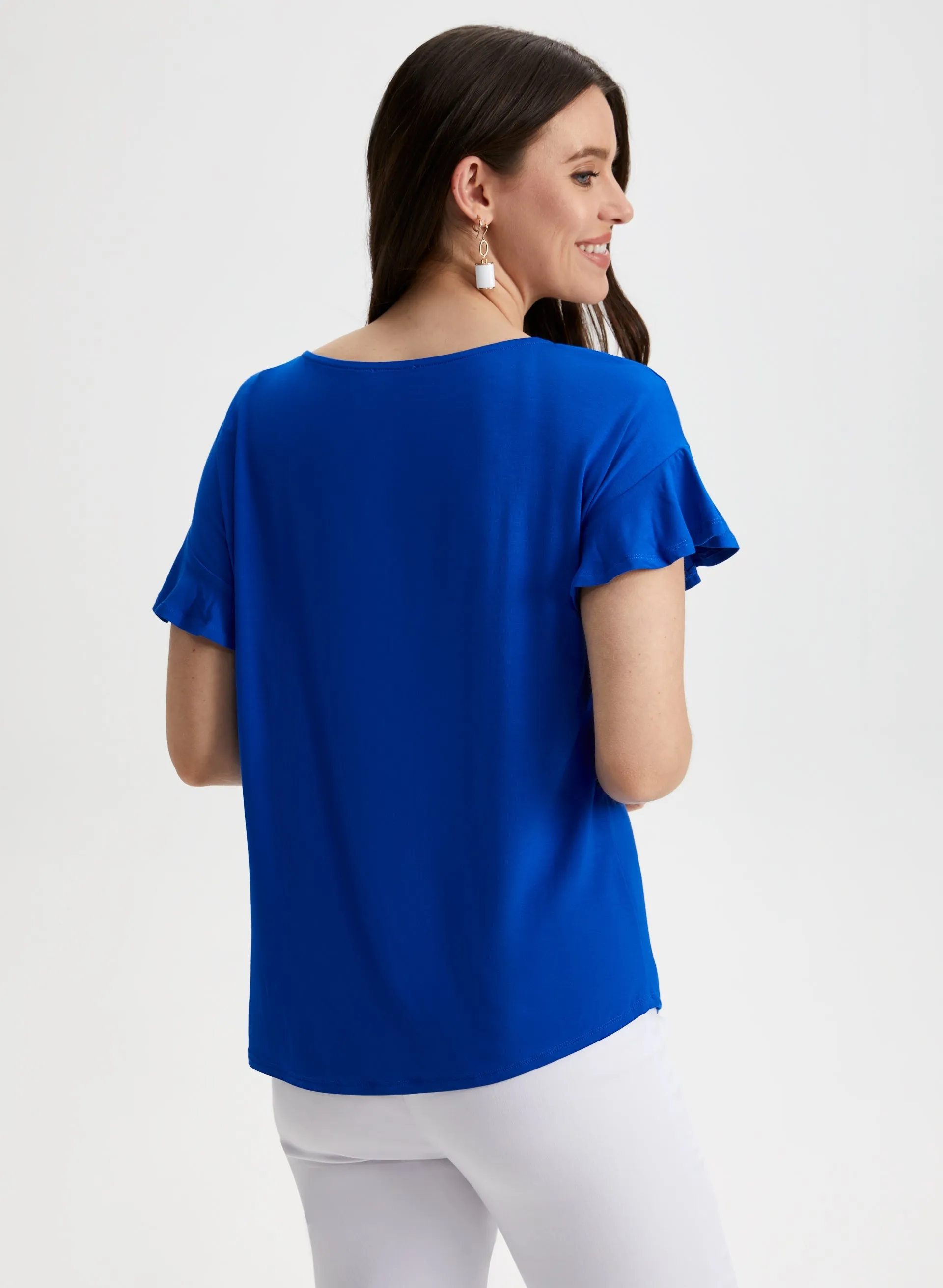 Floral Appliqué Ruffle Sleeve Tee sold by Laura product image thumbnail 4