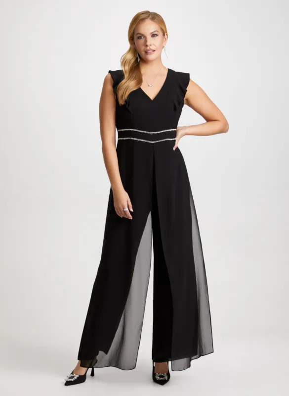 Rhinestone Stripe Detail Jumpsuit sold by Laura